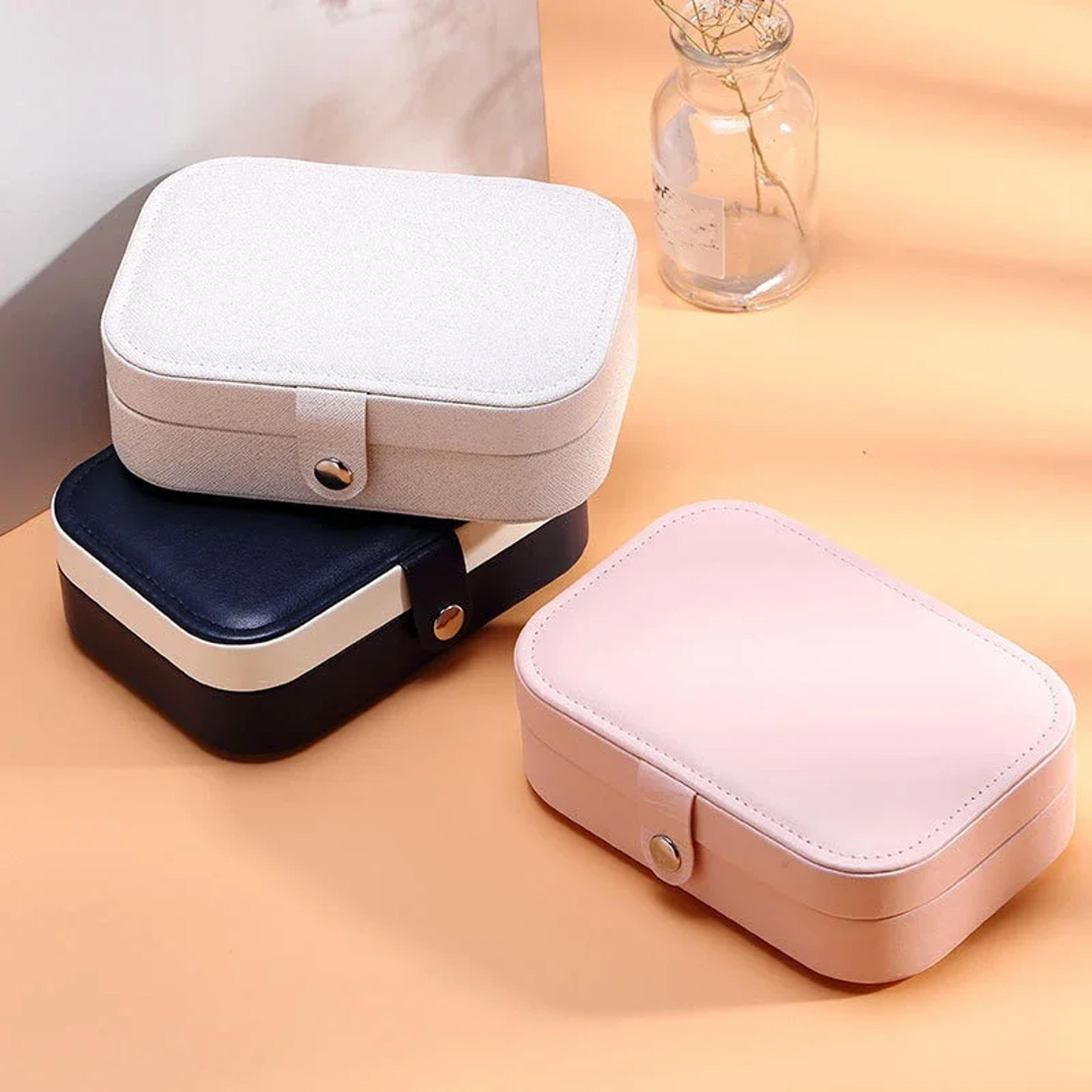 Portable Jewelry Box Travel Jewelry Case Organizer Leather Storage Zipper Display Box With Button C 2