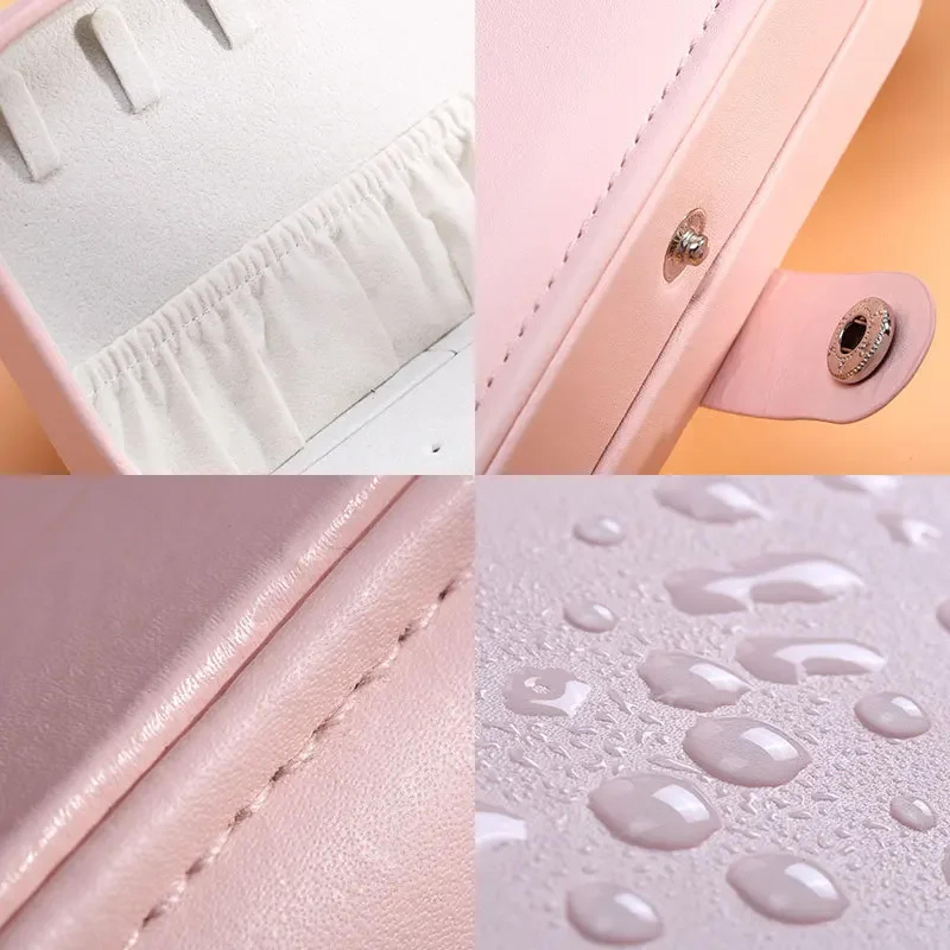 Portable Jewelry Box Travel Jewelry Case Organizer Leather Storage Zipper Display Box With Button C 4