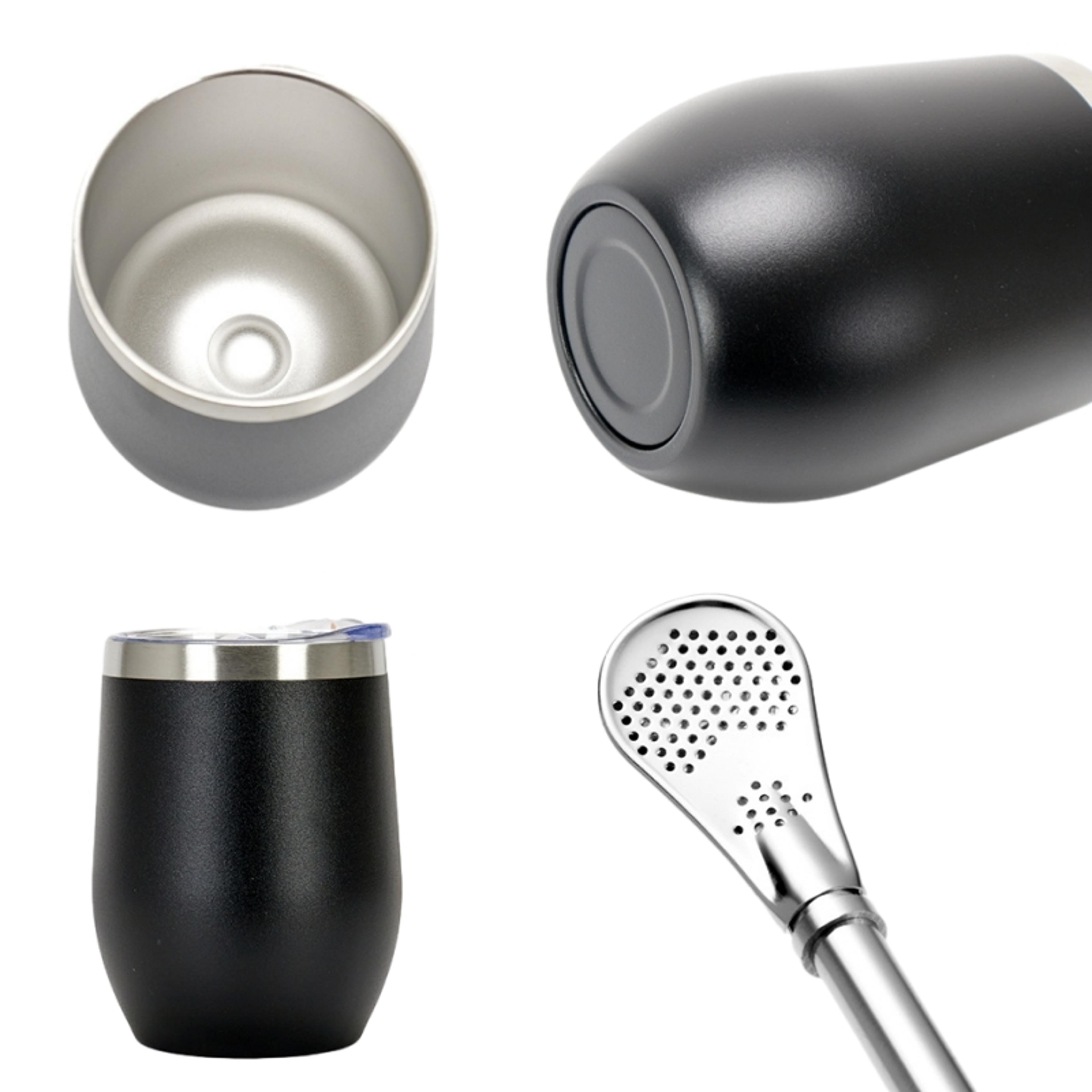 Yerba Mate Gourd Set DoubleWall Stainless Steel Mate Tea Cup Bombilla Set Include Yerba Mate Gourd  2