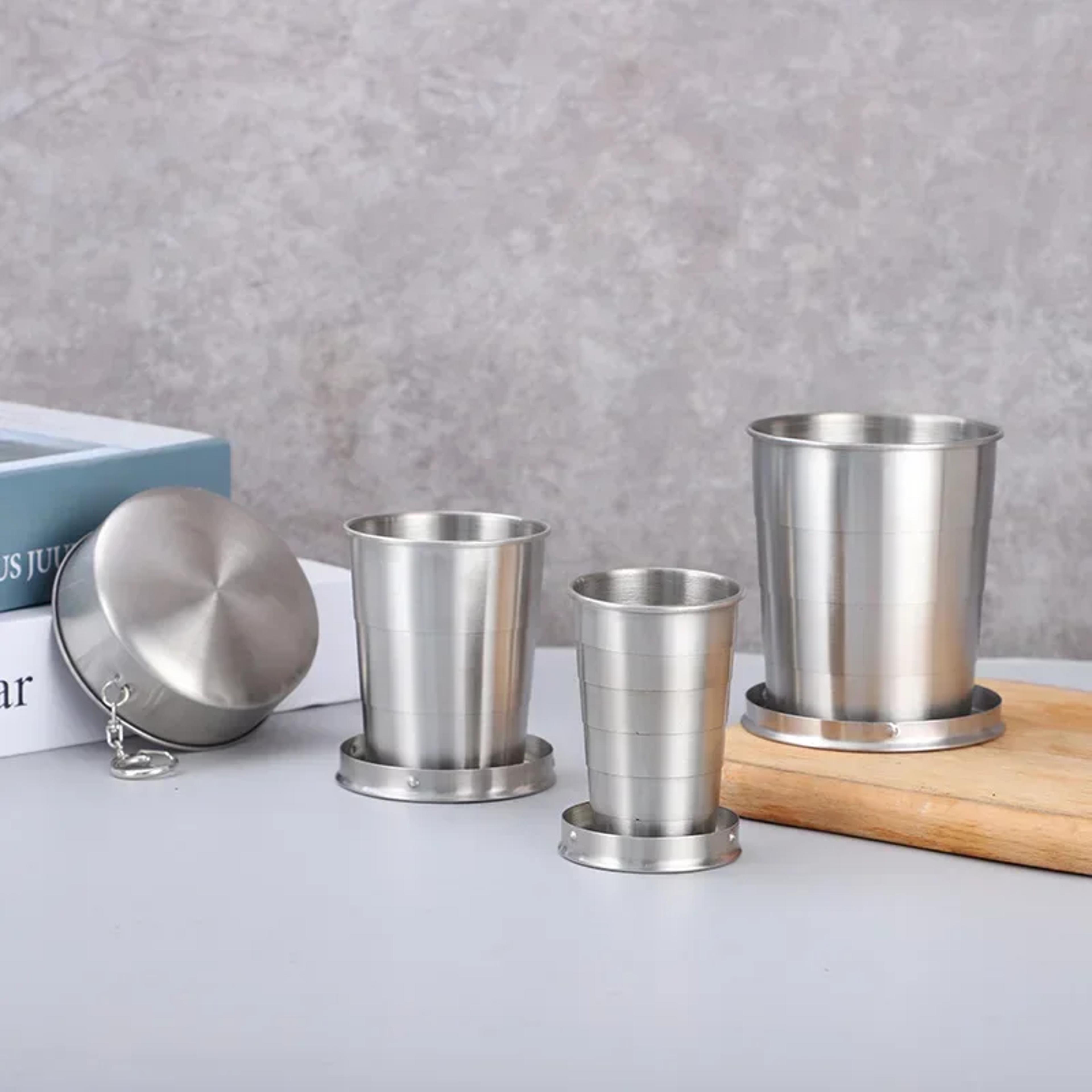 Stainless Steel Folding Cup Camping Cookware Retractable Cup Teacups Teaware Camp Utensils Tablewar 4