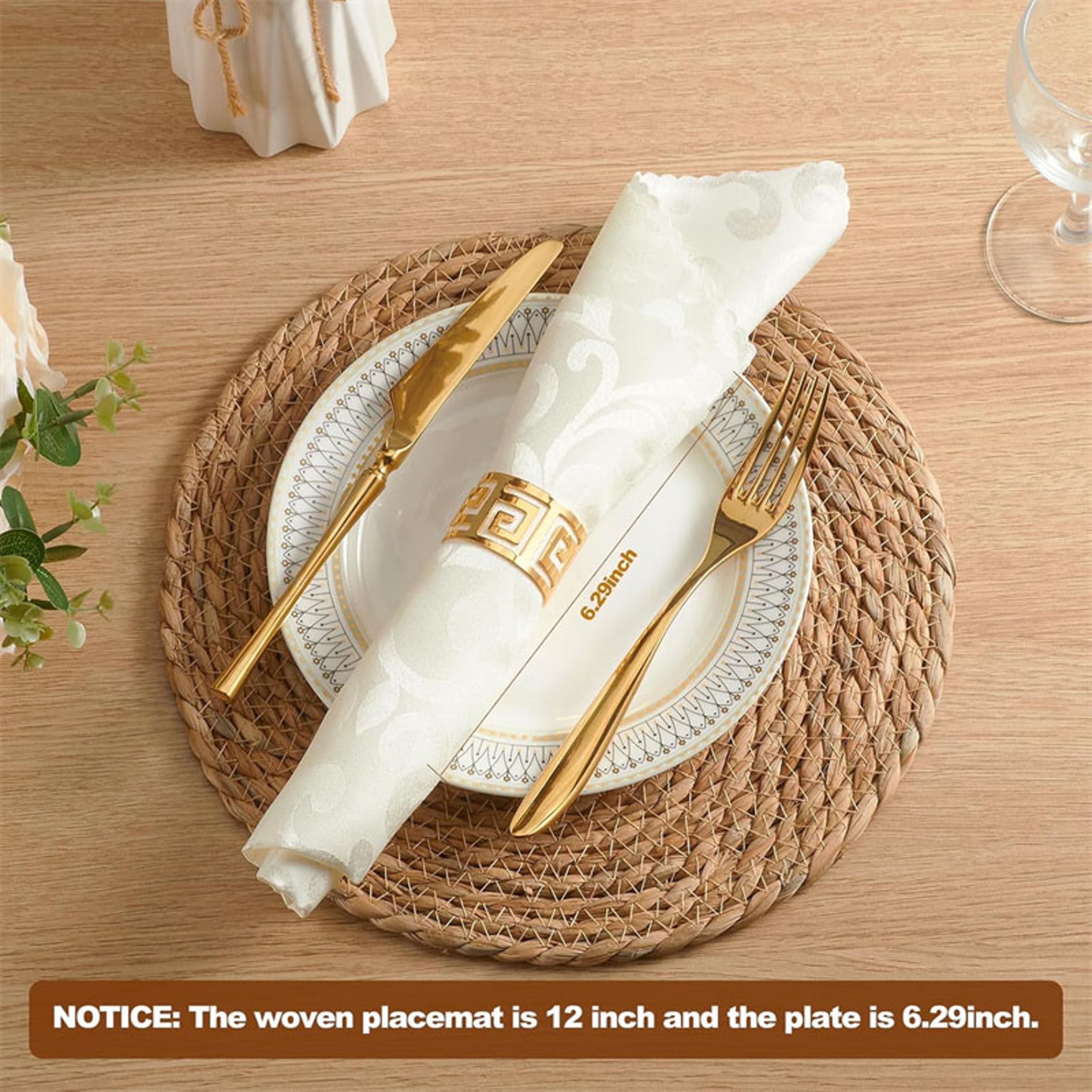 Round Woven Placemats Set Boho Rattan Placemat Natural Straw Braided Table Mat Farmhouse Weave Dinn 2