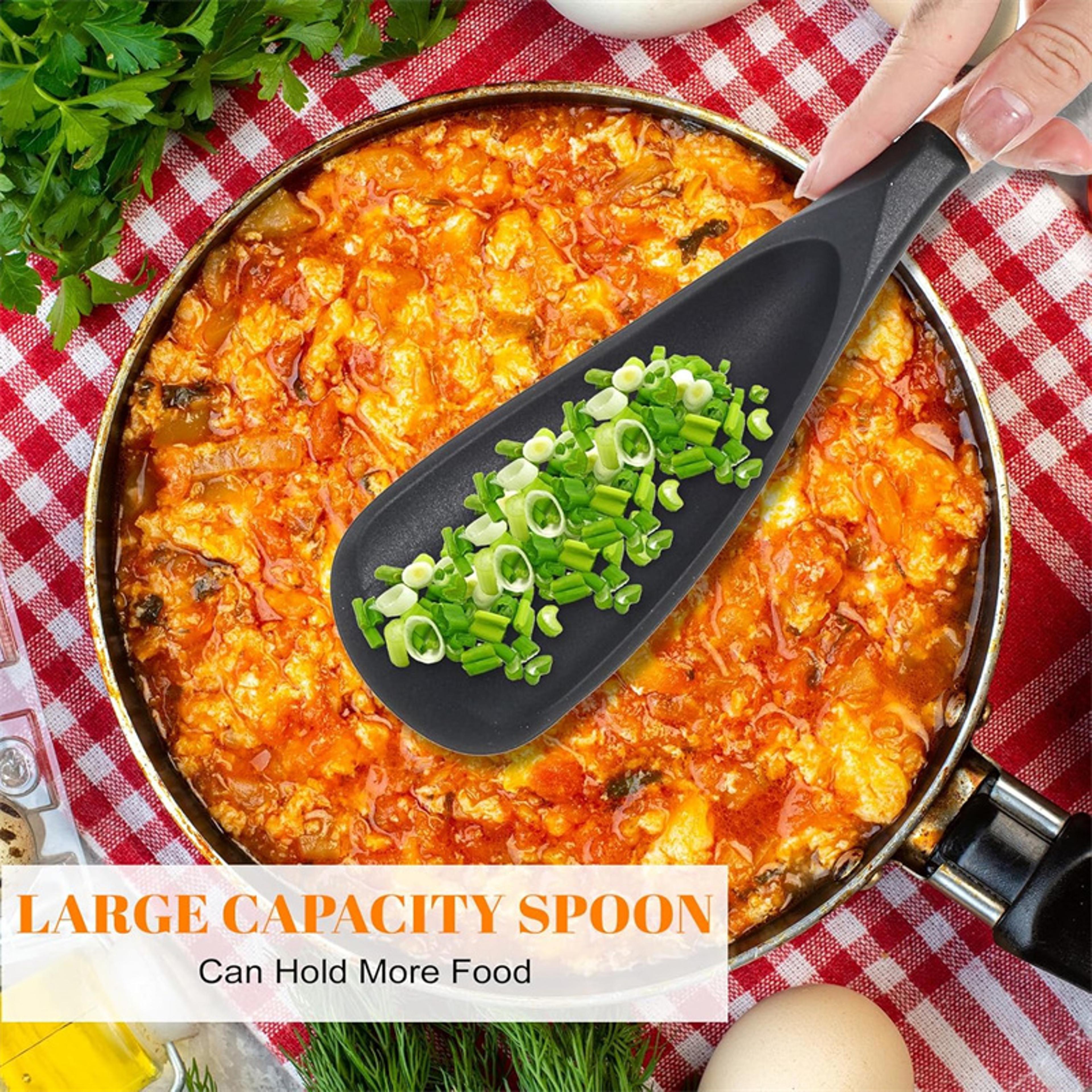 Silicone Spatula Cooking Spoon With Wooden Handles Nonstick Baking Spatulas Multifunction Mixing Sp 3