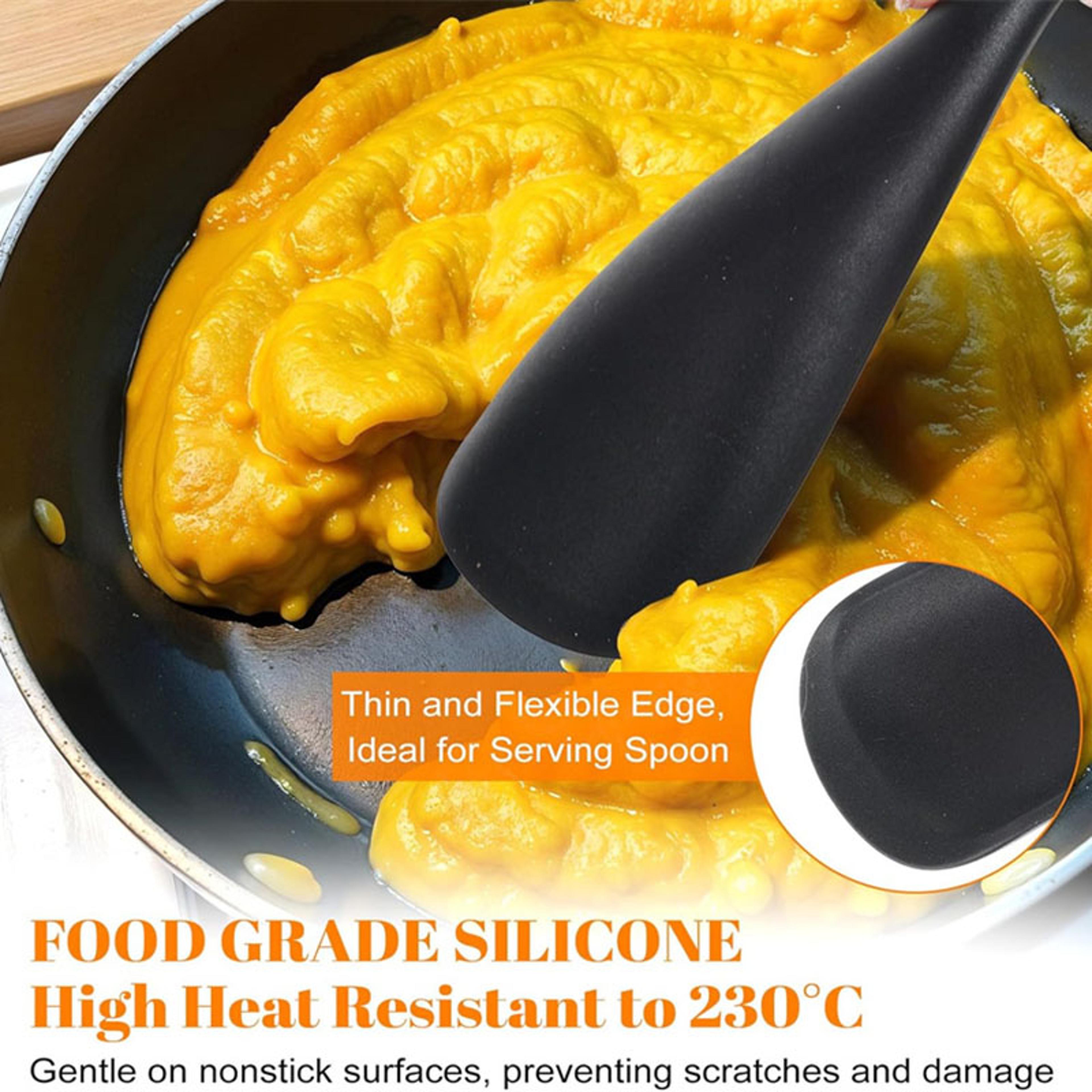 Silicone Spatula Cooking Spoon With Wooden Handles Nonstick Baking Spatulas Multifunction Mixing Sp 4