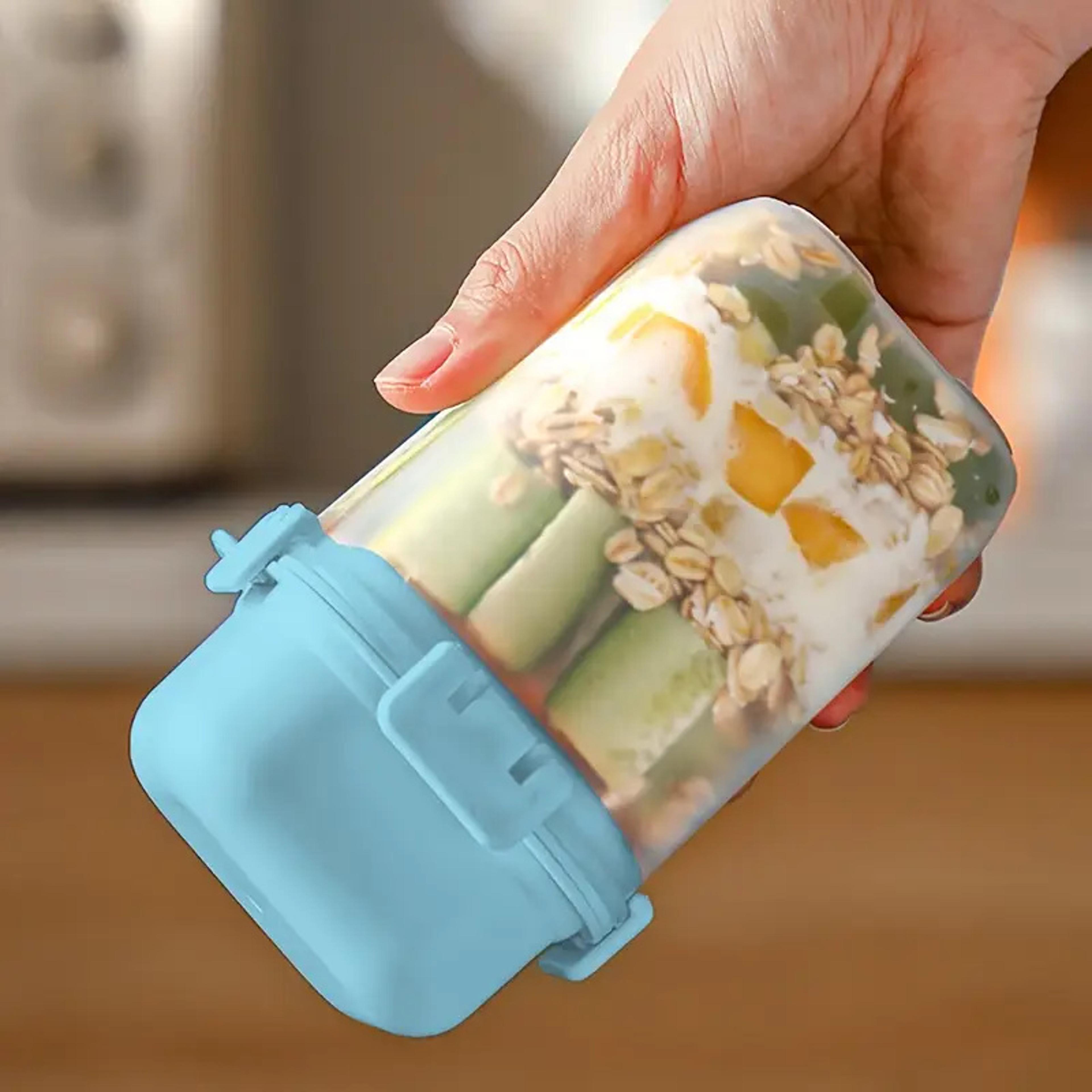 DoubleLayer Salad Cup With Ice Grids Spoon Seasoning Rack Salad Cups Crisper Cereal Yogurt Fruit St 6