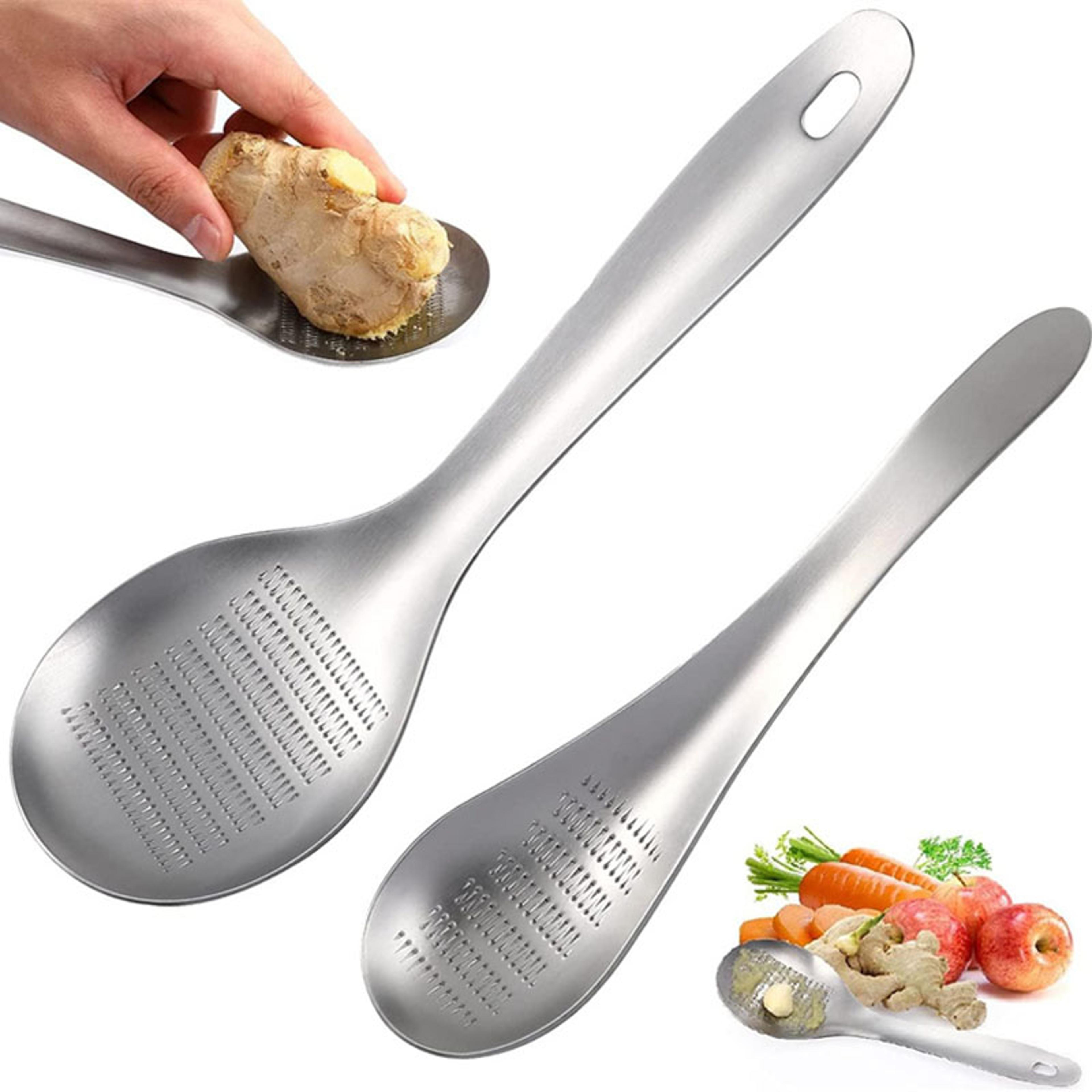 Stainless Steel Ginger Grater Spoon Garlic Ginger Spoons Versatile Kitchen Ginger Masher For Mincin 0