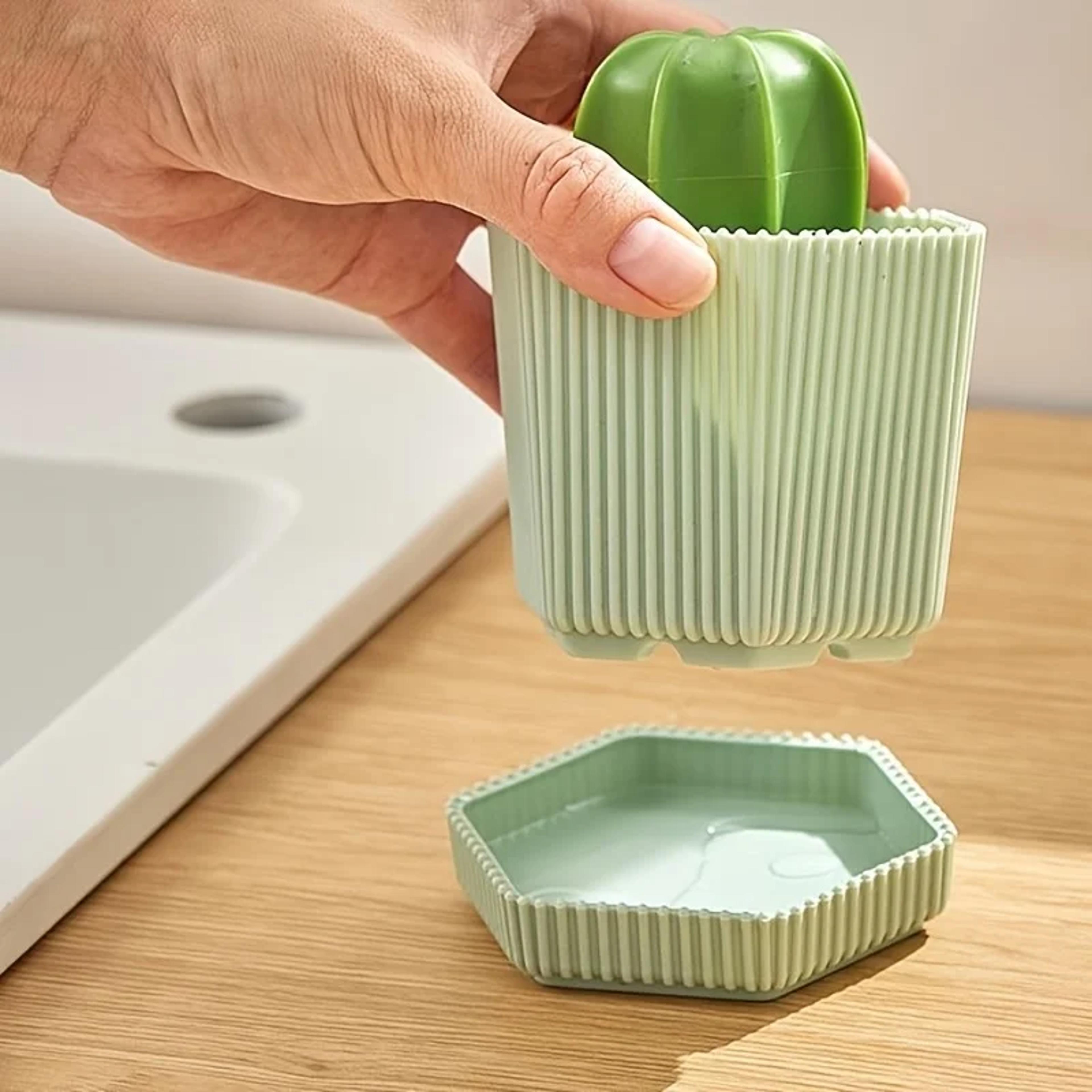 Household Kitchen Cleaning Brush Cactus Dishwashing Brush Pot Wash Brush With Handle Nano Cleaning  3