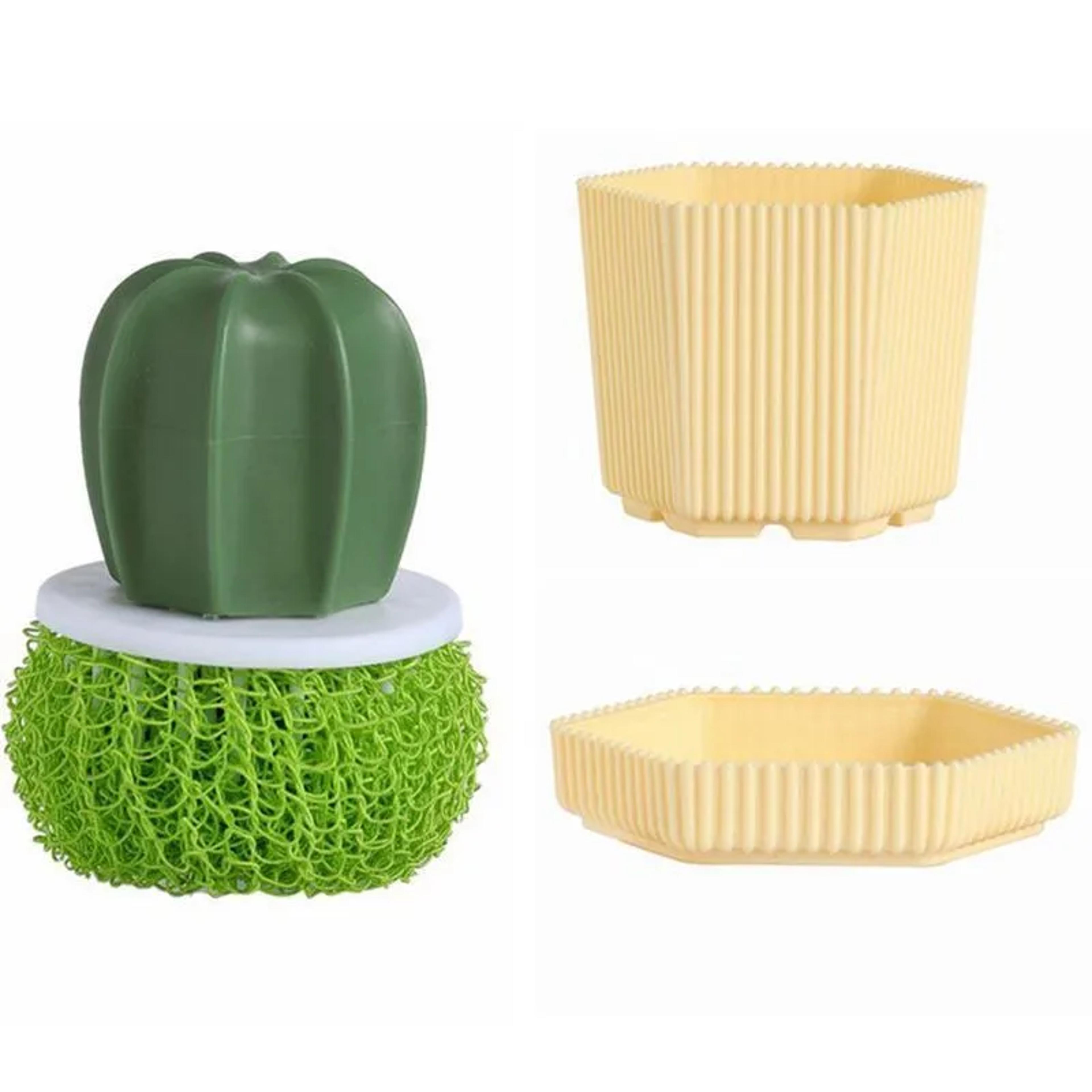 Household Kitchen Cleaning Brush Cactus Dishwashing Brush Pot Wash Brush With Handle Nano Cleaning  8