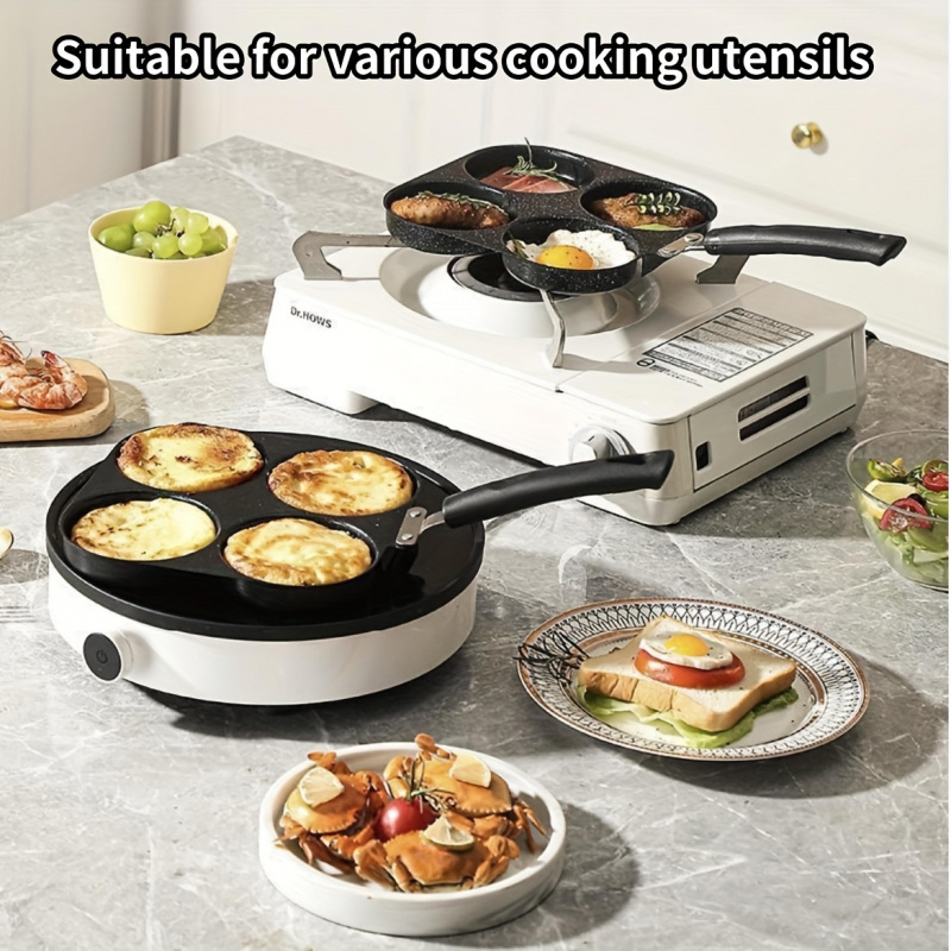 Cast Iron NonStick Omelette Pan Pancake Burger Cooker Ideal For Gas  Electric Stoves MultiBurner De 4