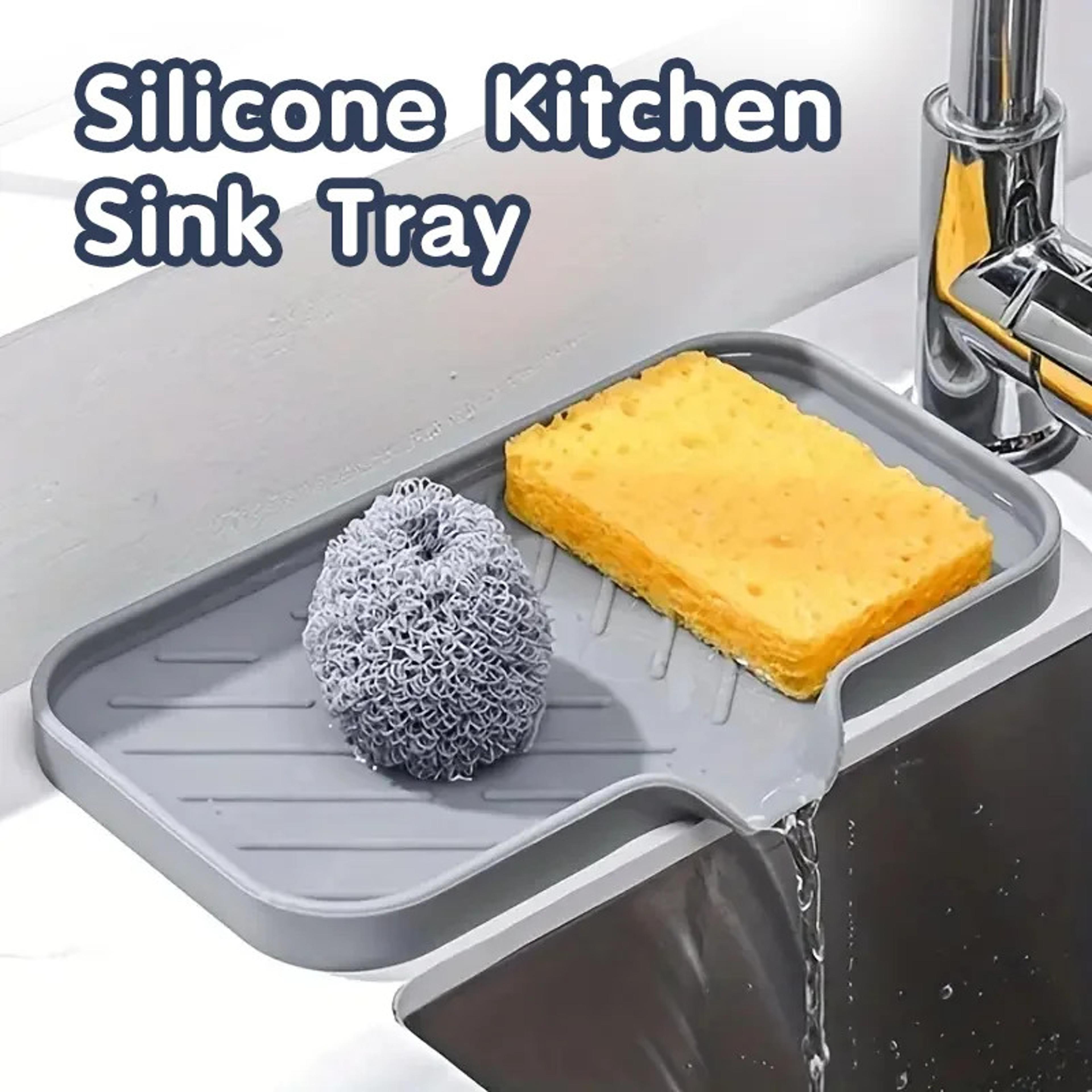 Silicone Faucet Mat Kitchen Sink Tray Soap Dispenser Sponge Drain Pad Sink Splash Drying Mat Counte 1