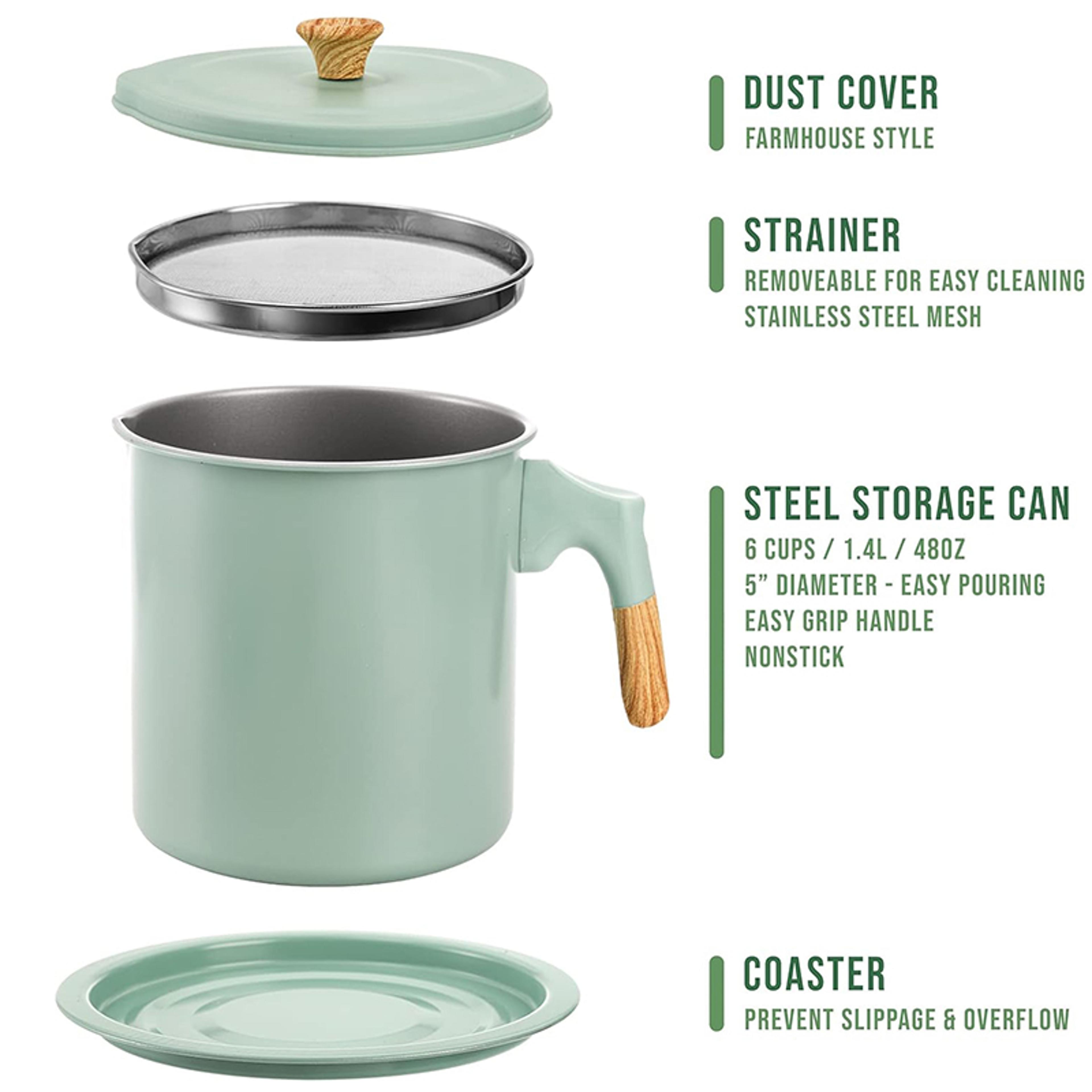 Bacon Grease Container With Strainer Stainless Steel Oil Filter Pot Cooking Oil Storage Pot With St 2