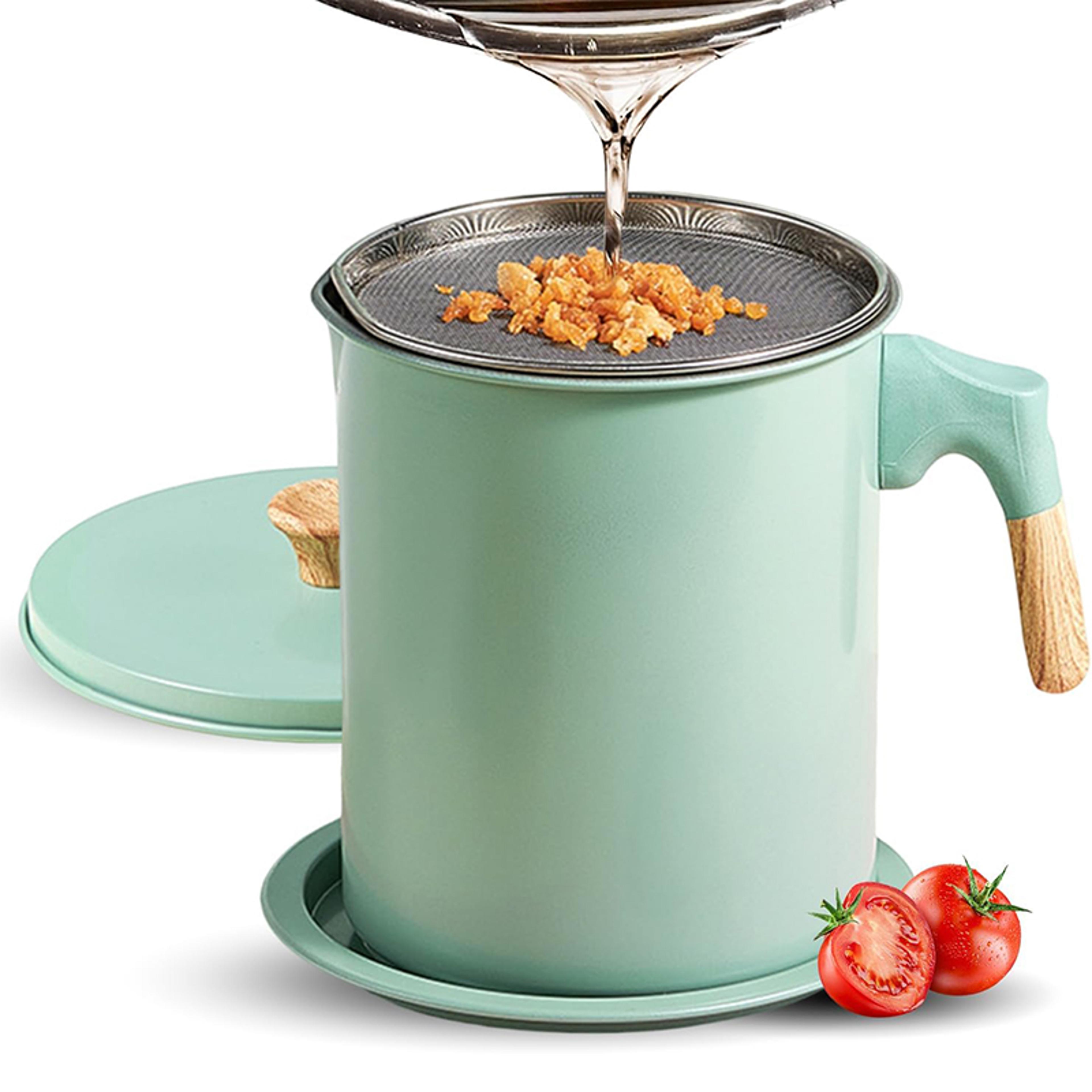Bacon Grease Container With Strainer Stainless Steel Oil Filter Pot Cooking Oil Storage Pot With St 6