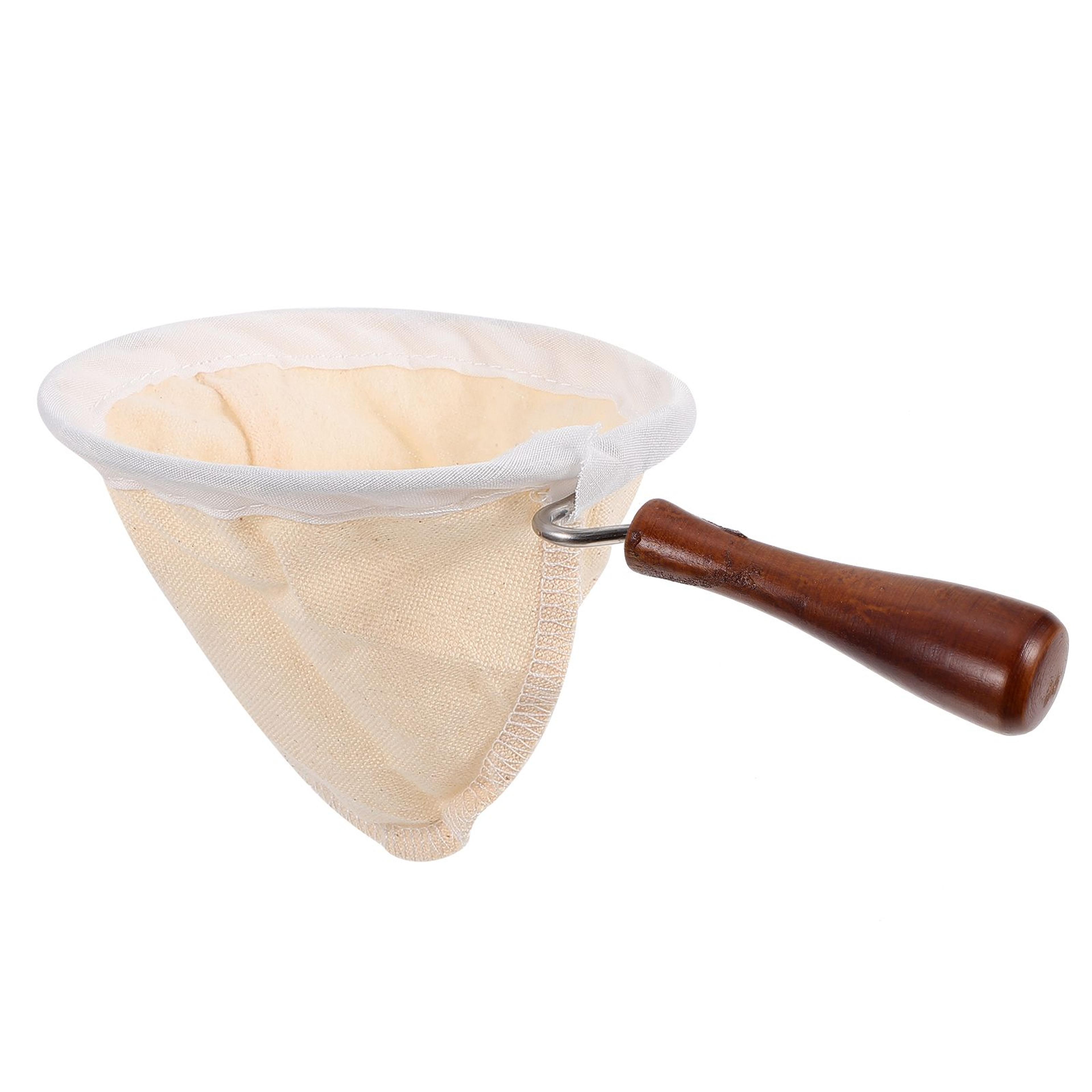 Reusable Coffee Filter Bag With Steel Ring Flannel Cloth Wood Handle Tea Strainer Pouch Kitchen Bre 1