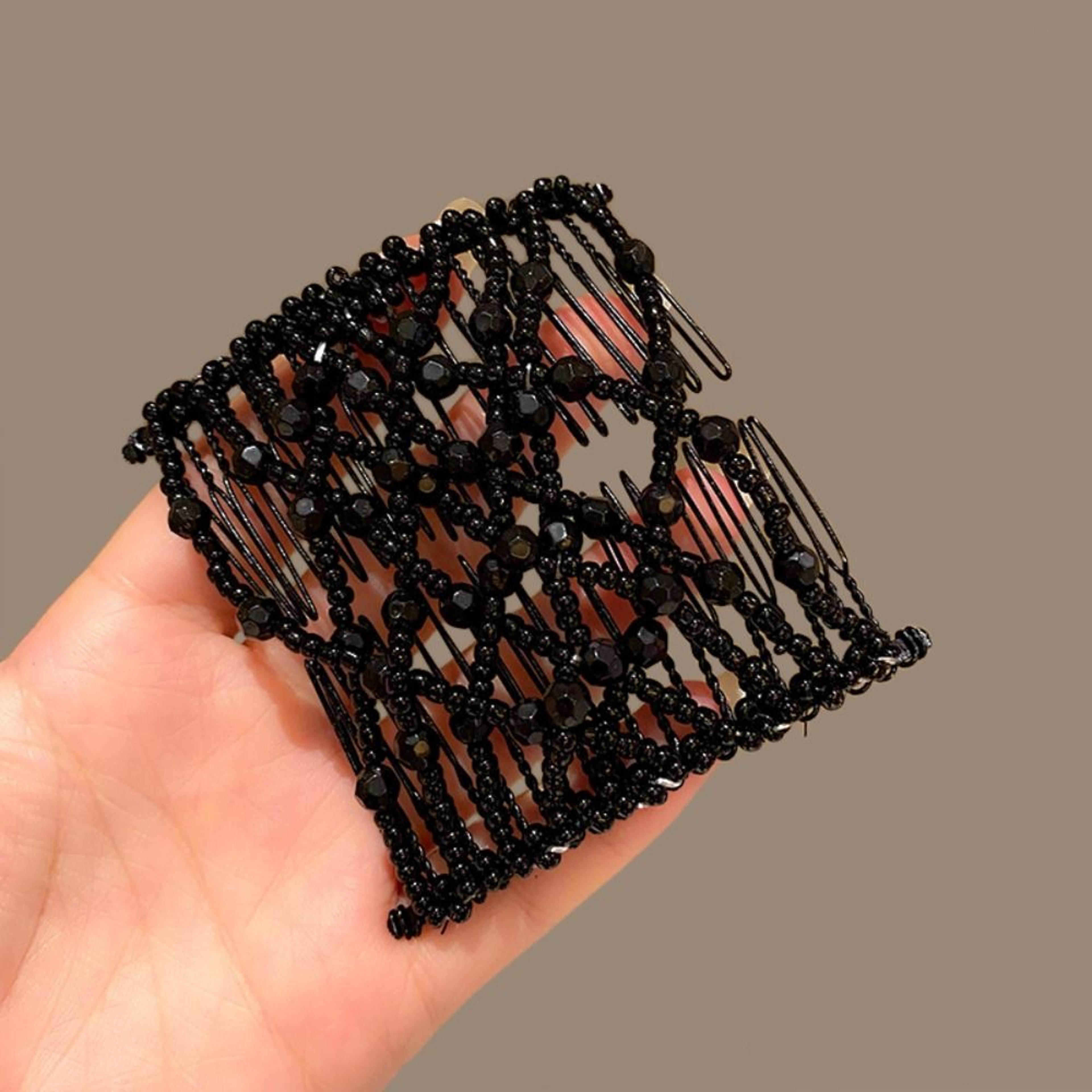 Plastic Pearl Elastic Hairpin Butterfly Fancy Clip Double Side Bun Rhombus Combs Hair Styling Tool  10