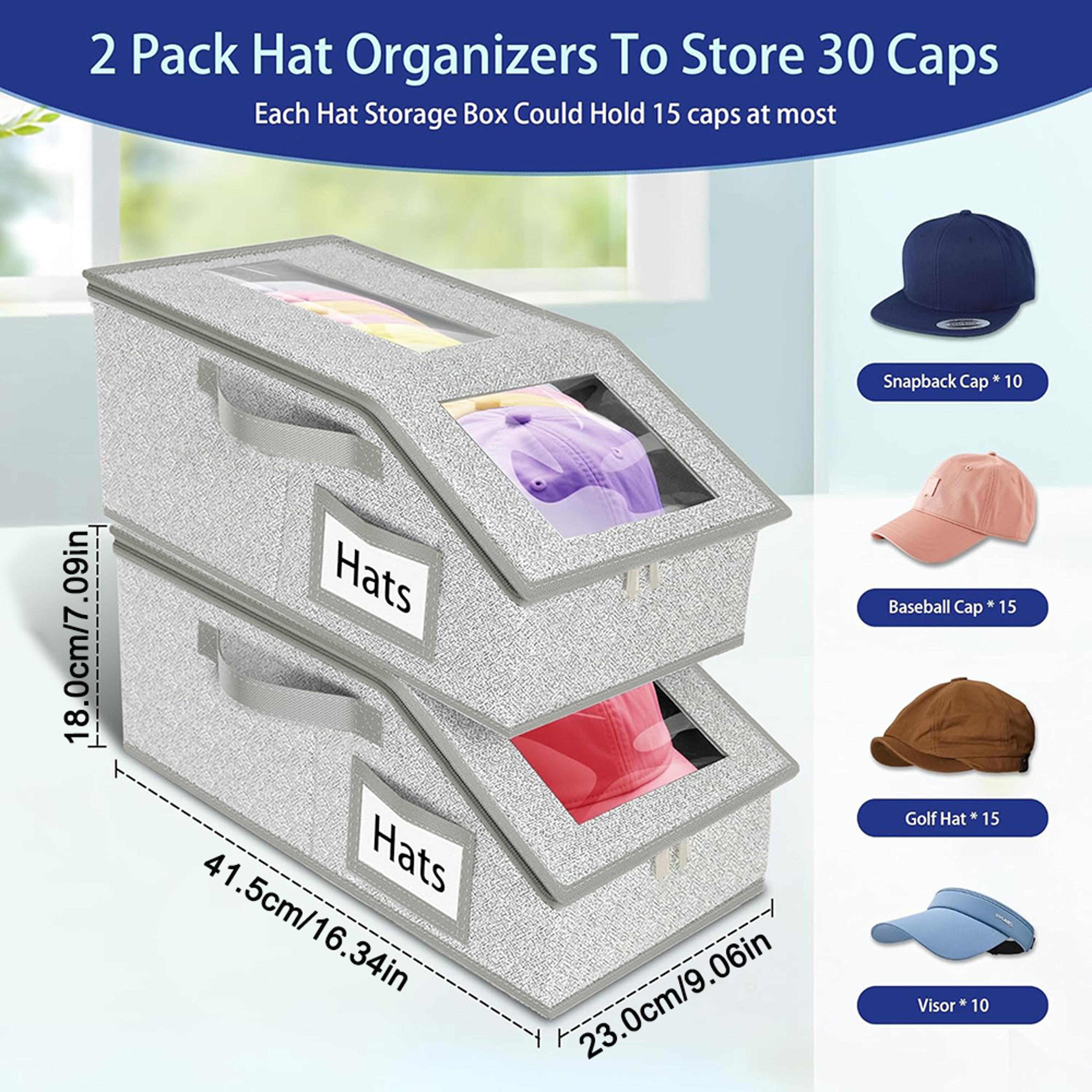 Foldable Hat Storage Boxes Upgraded Visible Baseball Cap Storage Organizers Nonwoven Dustproof Hats 5