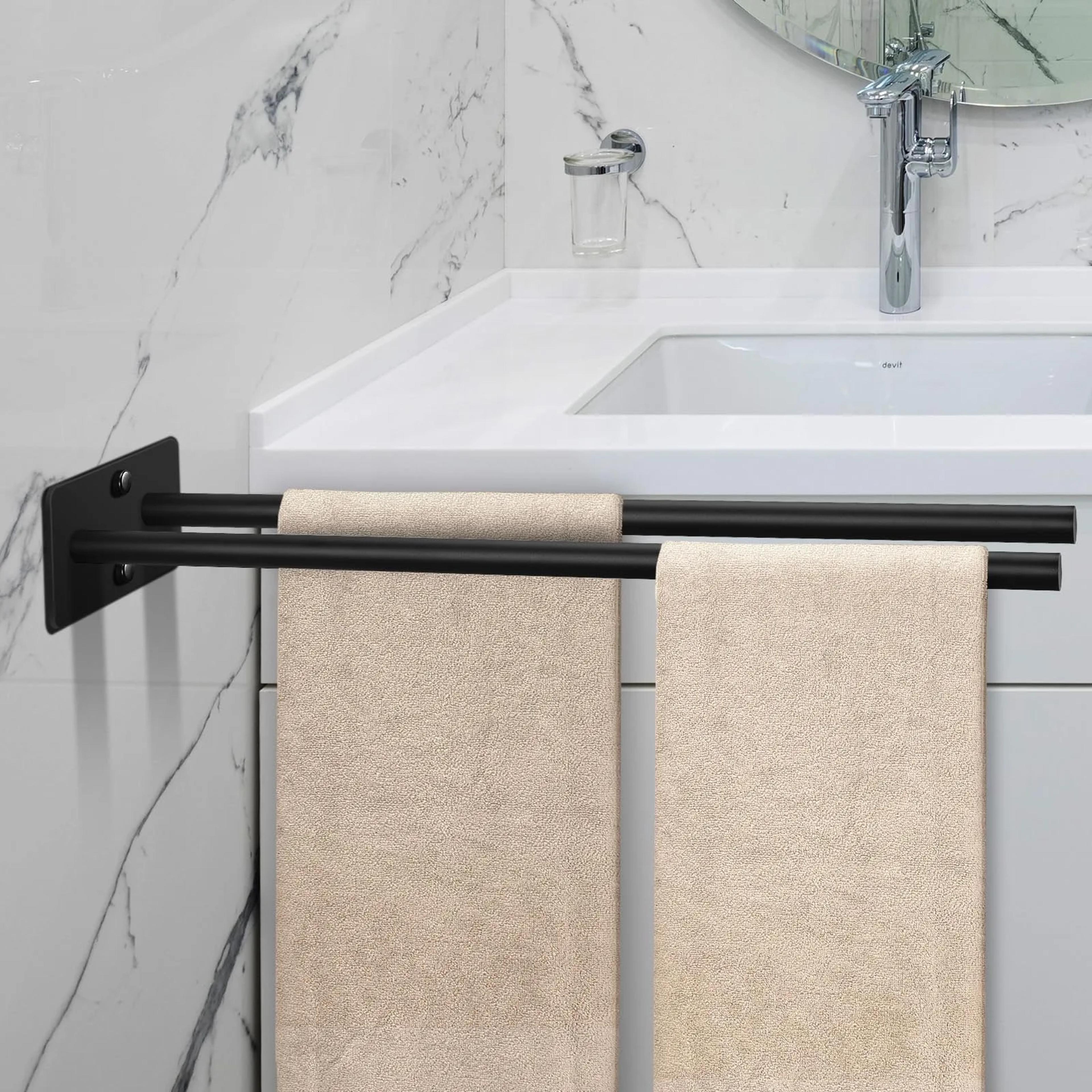 Stainless Steel Towel Holder Wall Mounted Bathroom Towel Rack Double Bar Clothes Shelf Holder Bathr 3
