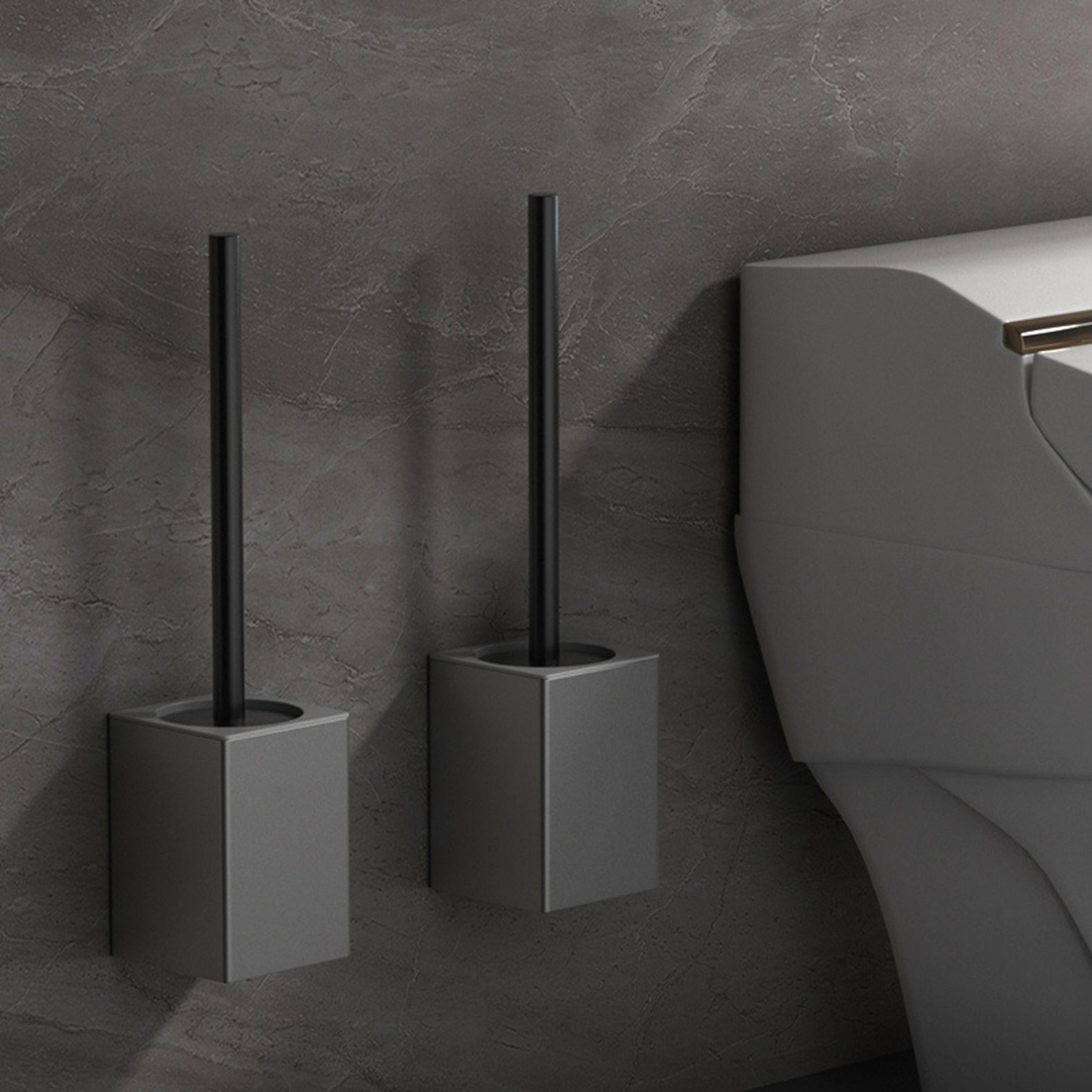 Toilet Brush Holder Wallmounted No Drilling Toilet Bowl Brush And Holder Space Aluminum Bathroom Cl 1