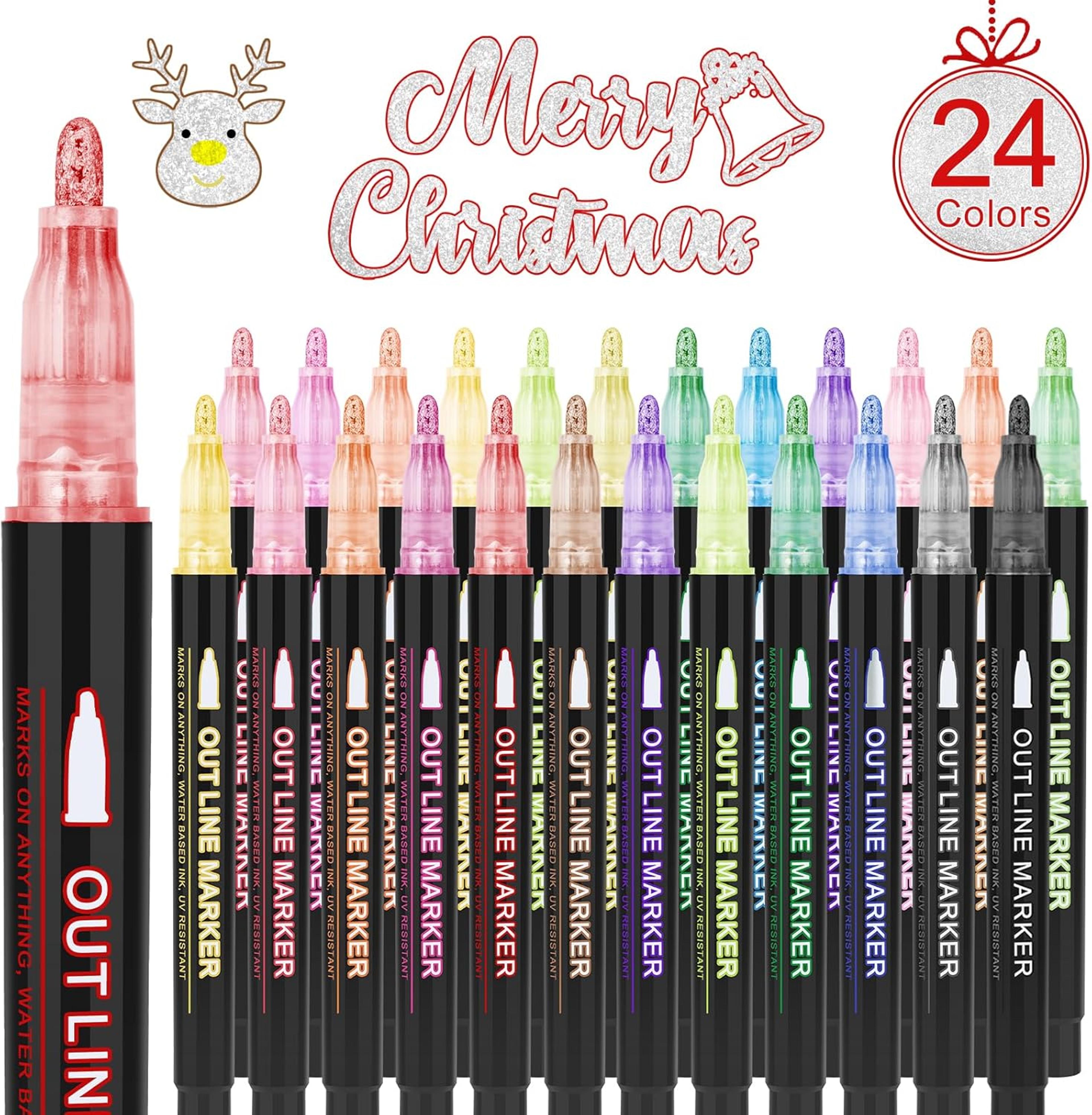 DIY Graffiti Outline Marker Pen Double Line Art Pen Highlighter For Scrapbook Poster And Card Desig