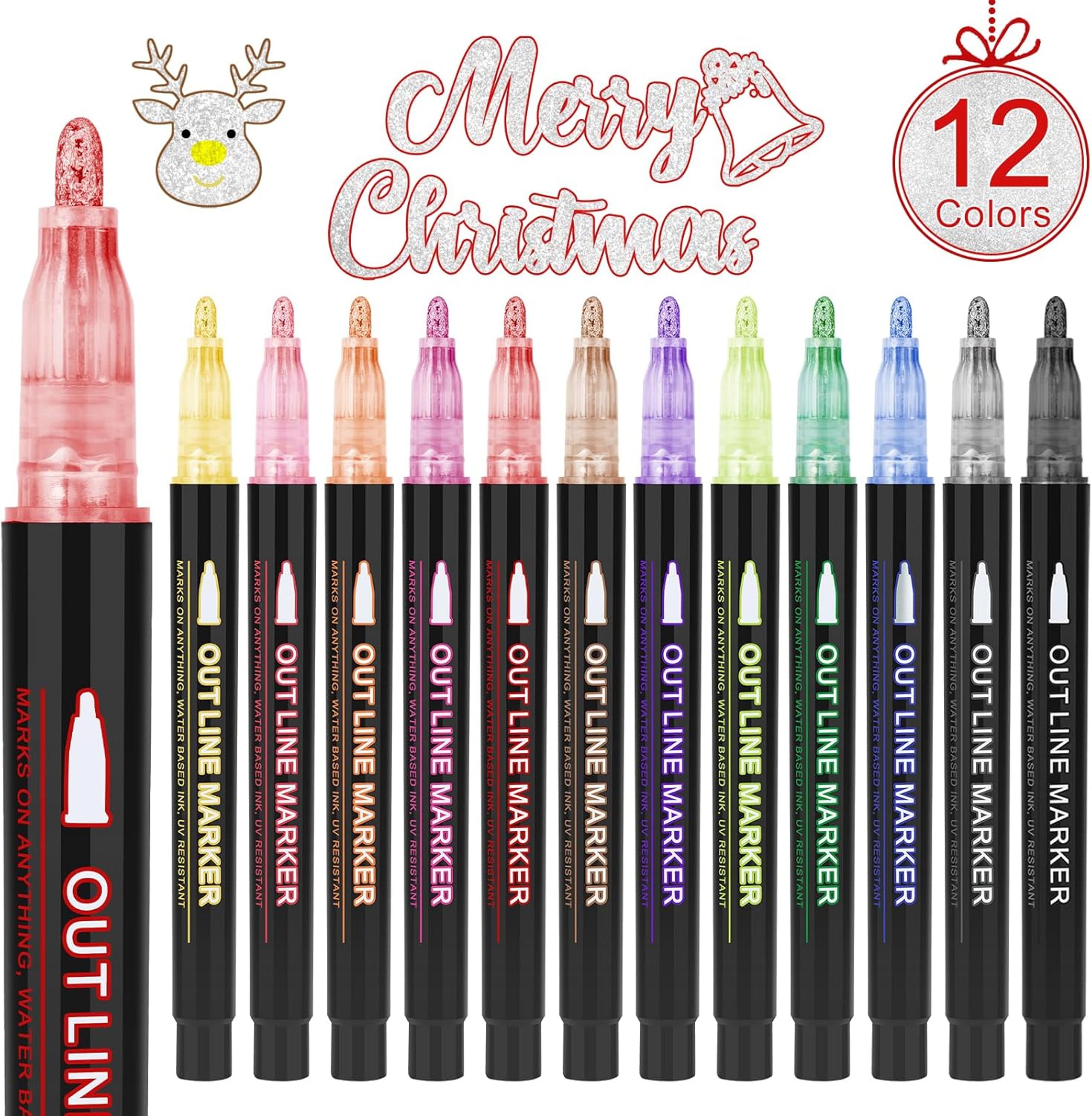 DIY Graffiti Outline Marker Pen Double Line Art Pen Highlighter For Scrapbook Poster And Card Desig