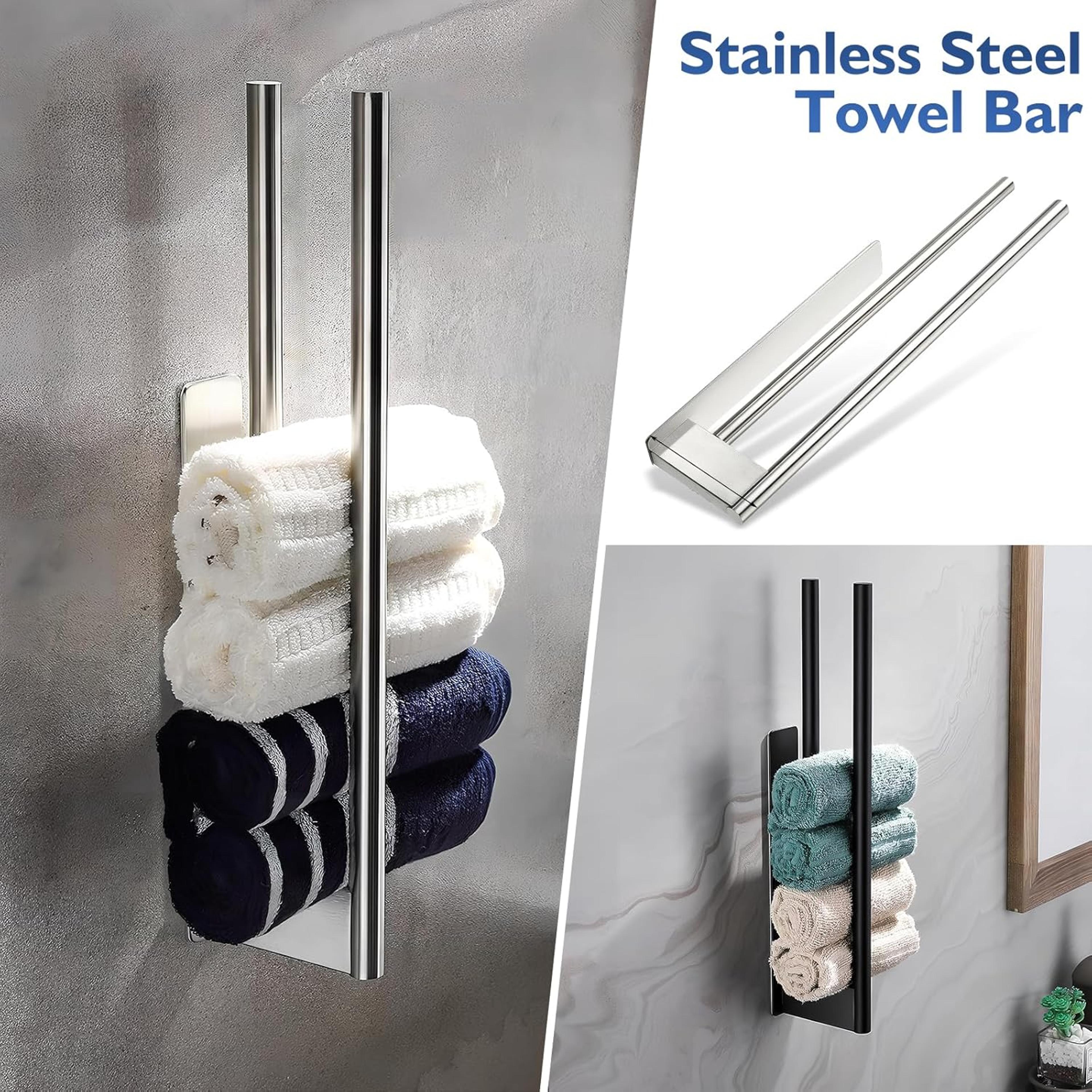 Stainless Steel Towel Rack No Drilling Towel Bar Selfadhesive Bathroom Holder Kitchen Towel Hand Ra