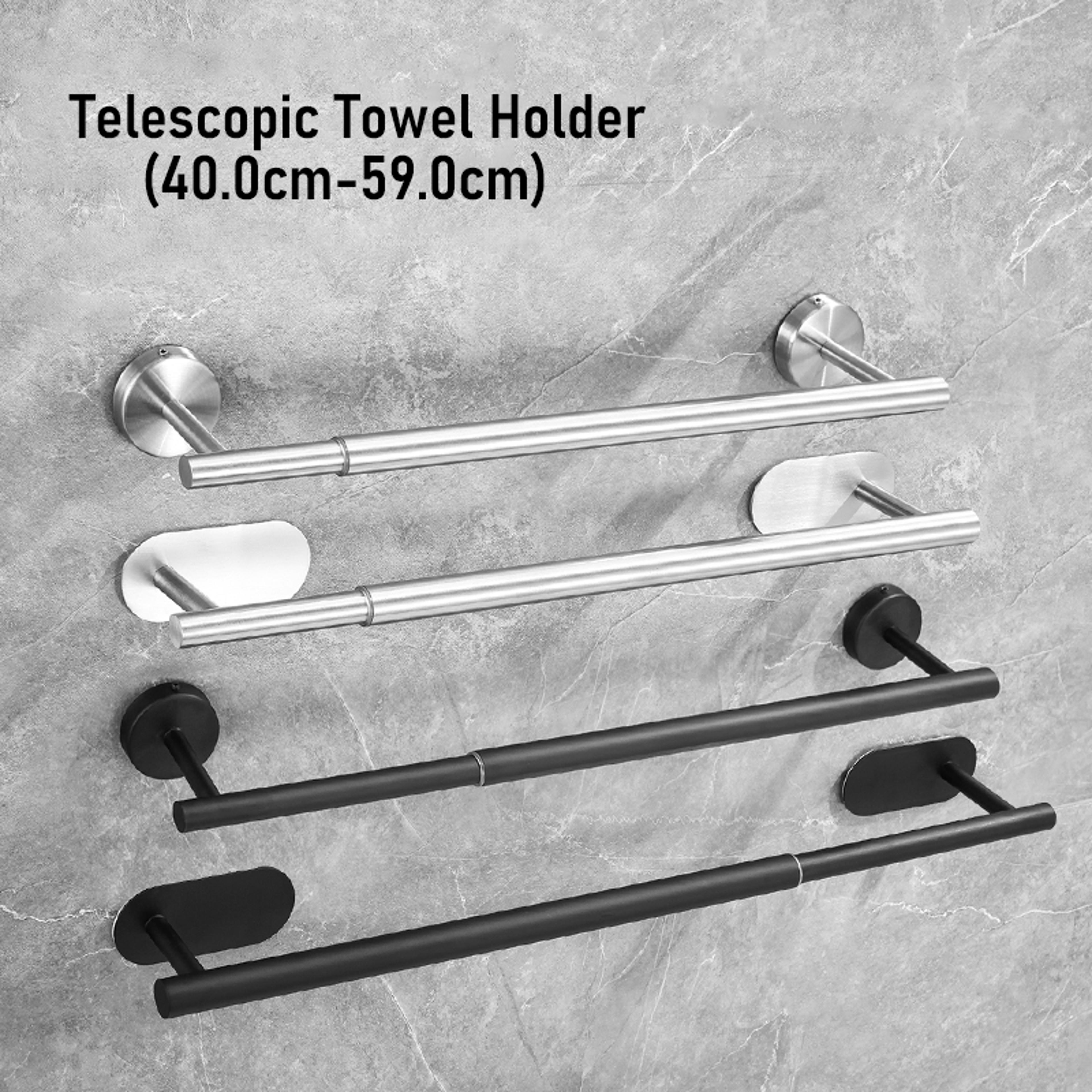 Bathroom Retractable Towel Bar Matte Black Stainless Steel Towel Rack Extended Drying Towel Hanging 1