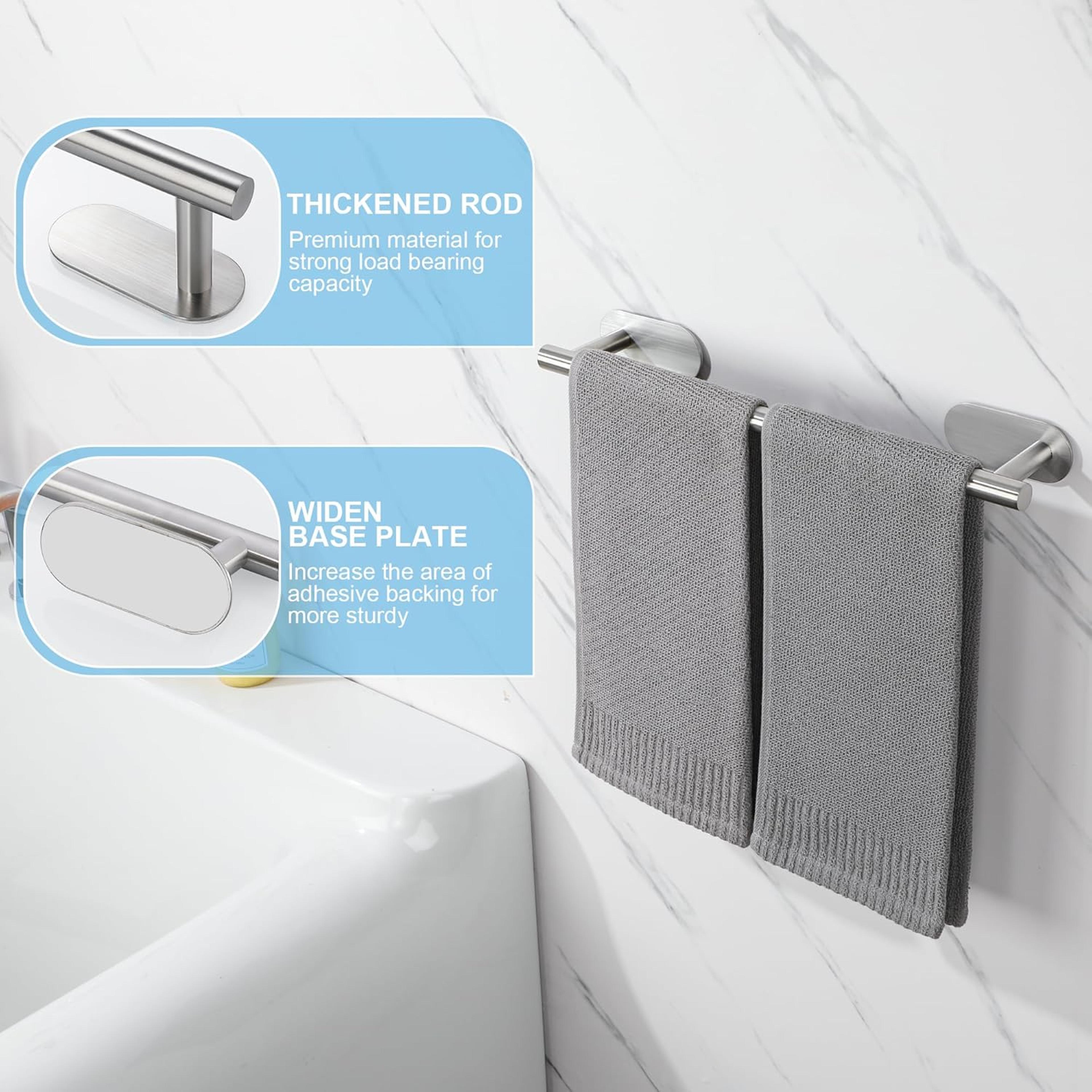 Drillless Bathroom Towel Rack Stainless Bathroom Towel Hanger Retractable Adhesive Towel Holder Rai