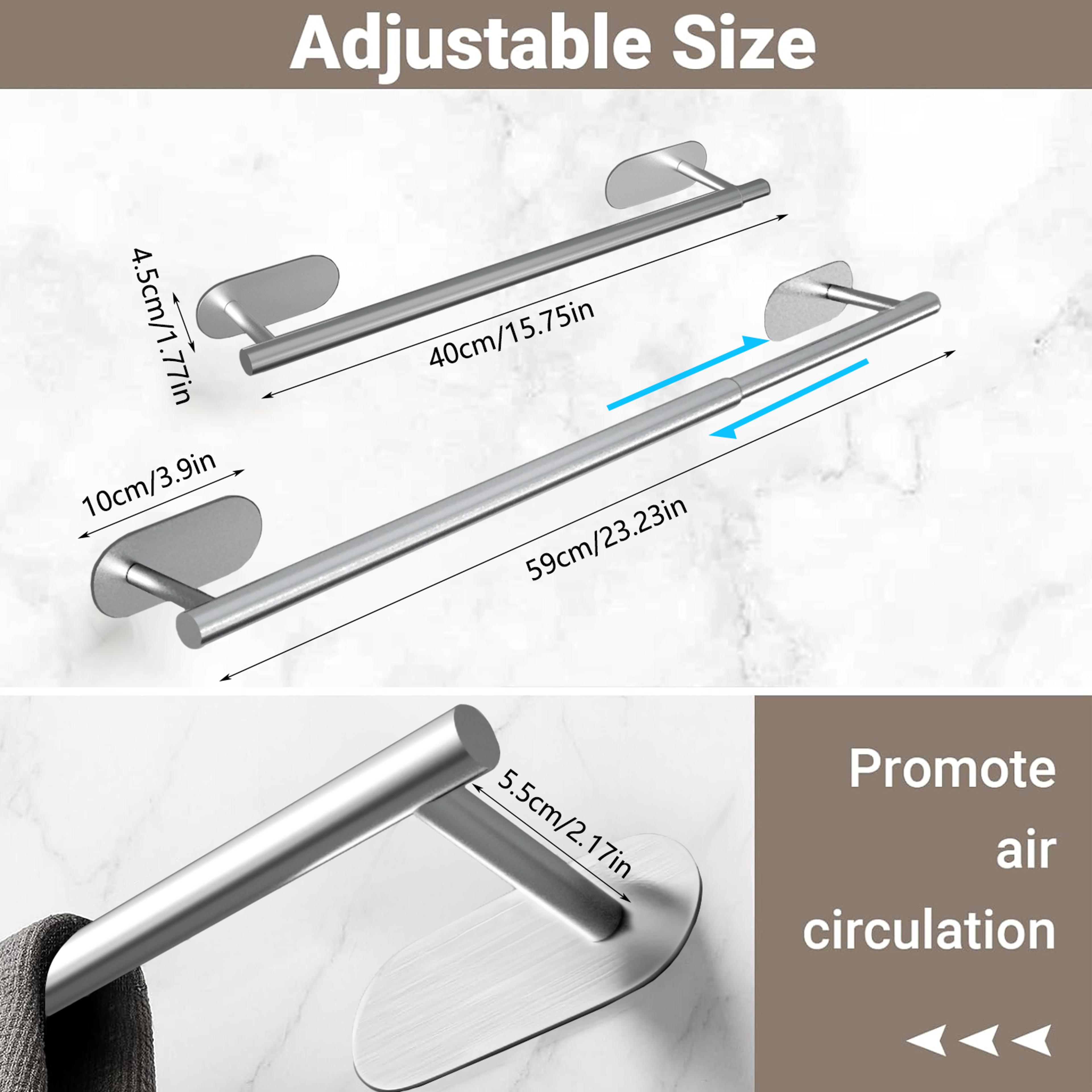 Drillless Bathroom Towel Rack Stainless Bathroom Towel Hanger Retractable Adhesive Towel Holder Rai