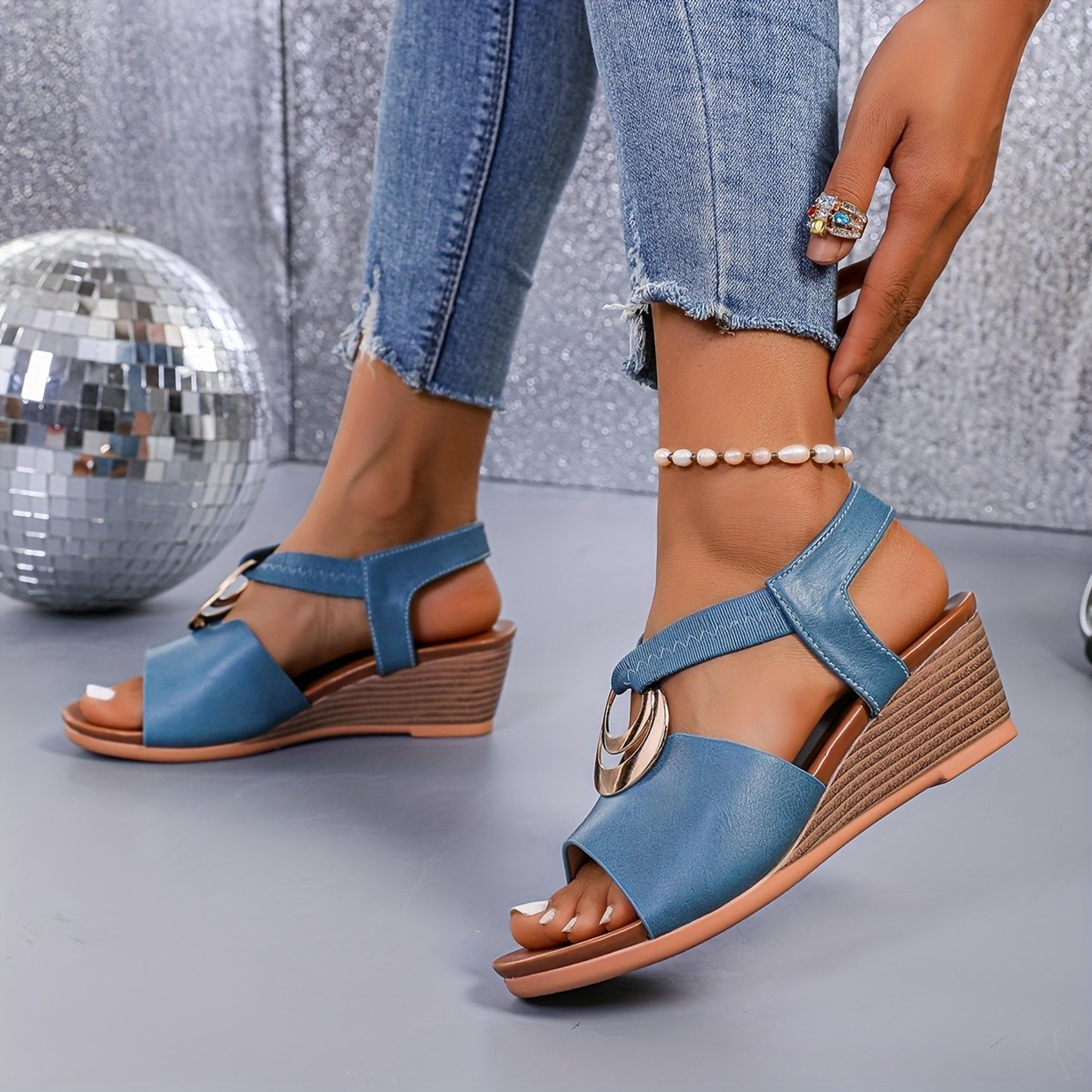 Women Platform Sandals Casual Wedges Slip On Shoes For Summer Fashion 4