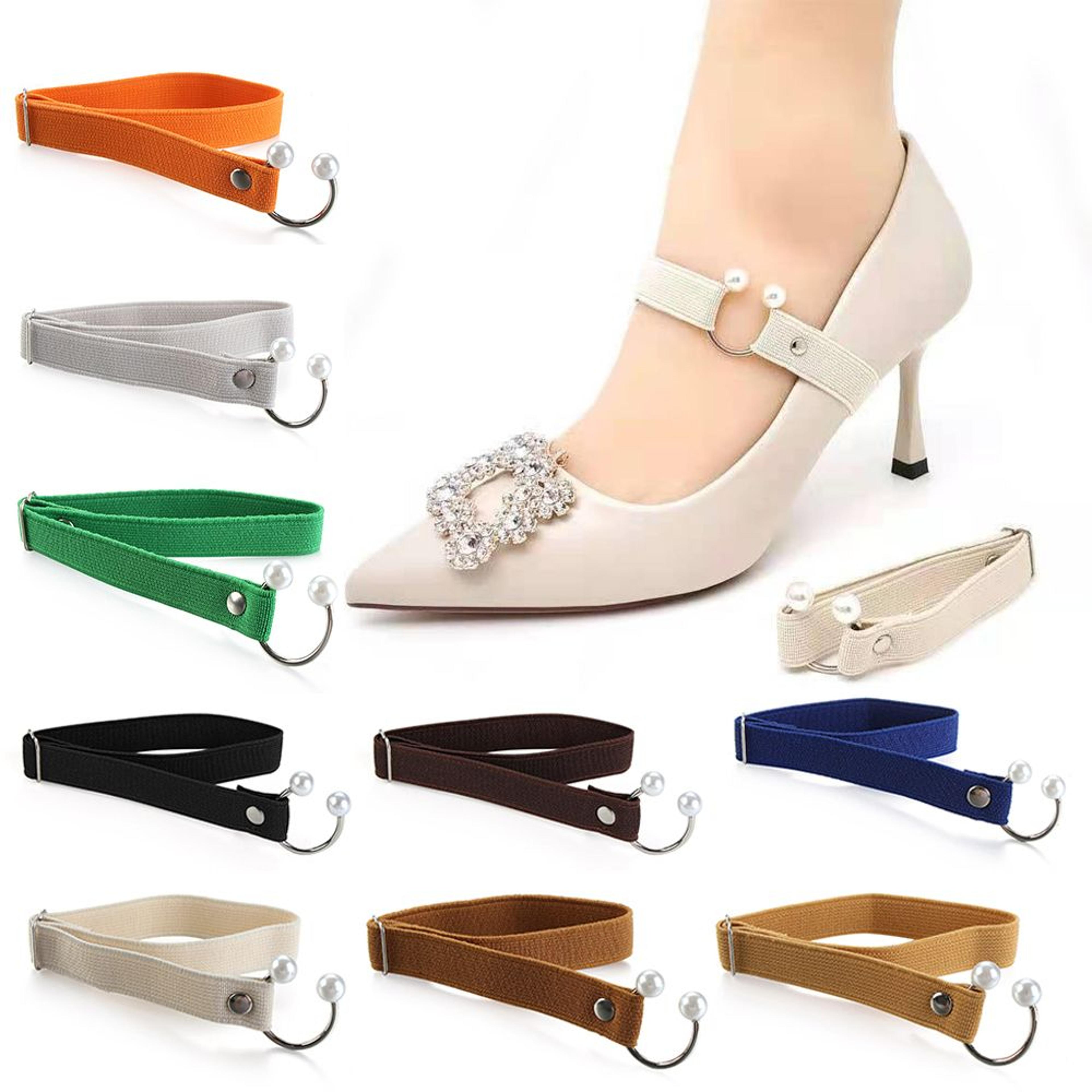 women high heels adjustable elastic shoe strap belt u-shaped pearl lazy shoelace anti-drop heels accessories