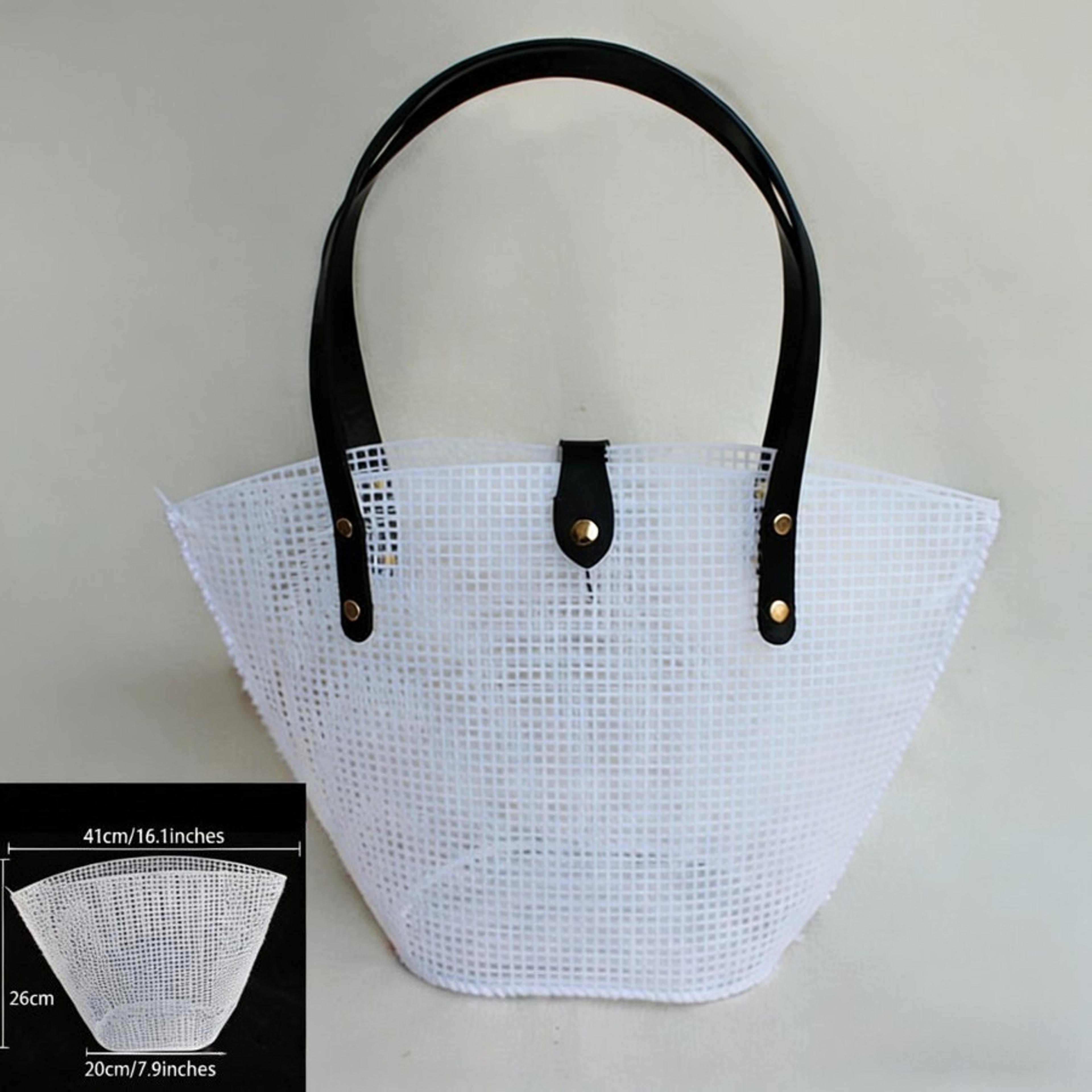 Black Mesh Plastic Embroidery HandWoven Bag DIY Tool Kit For Craft Lovers Wallet DIY Material Handm 7