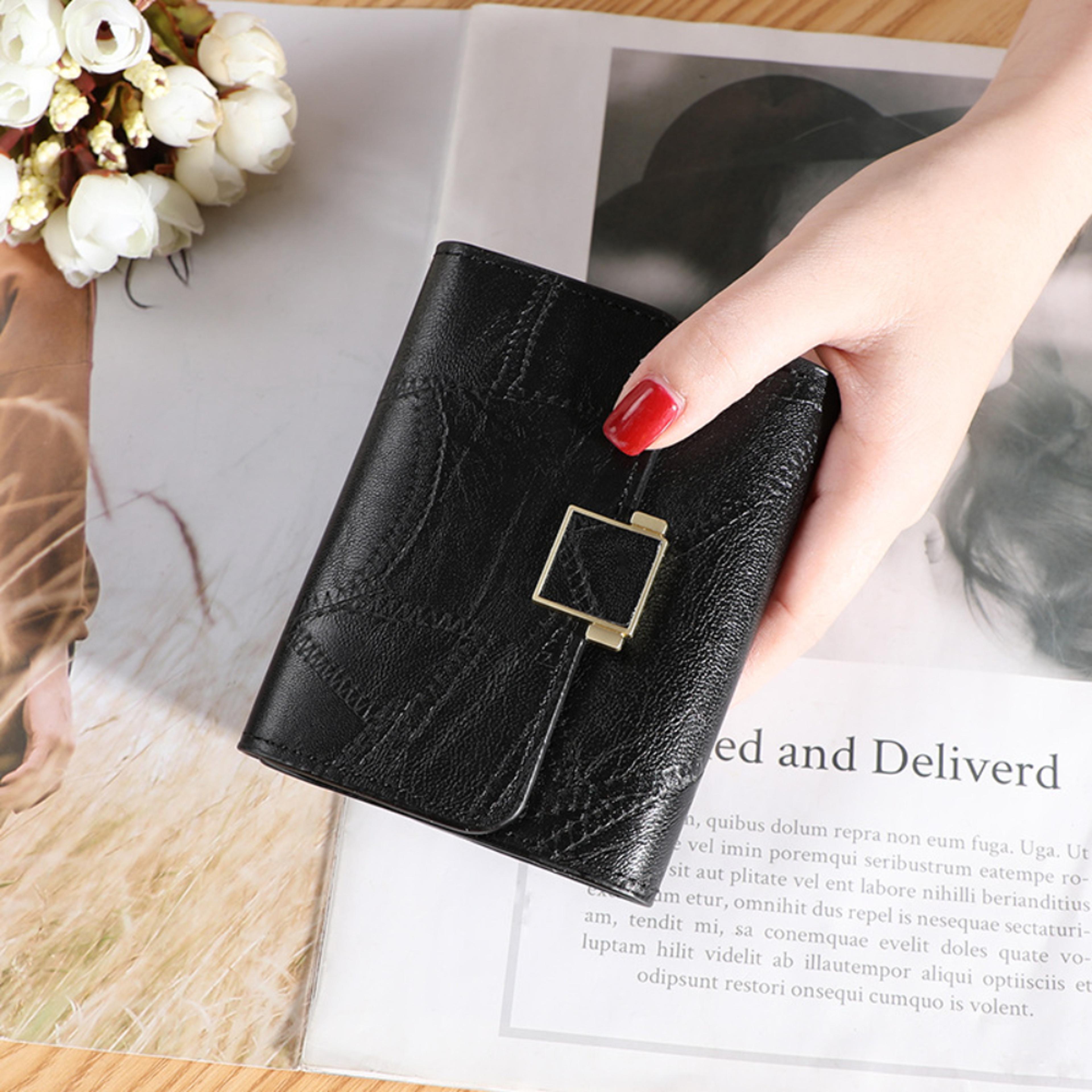 Vintage Women Wallet Short Leather Small Purse Mini Female Fashion Card Holder Coin Purse 9