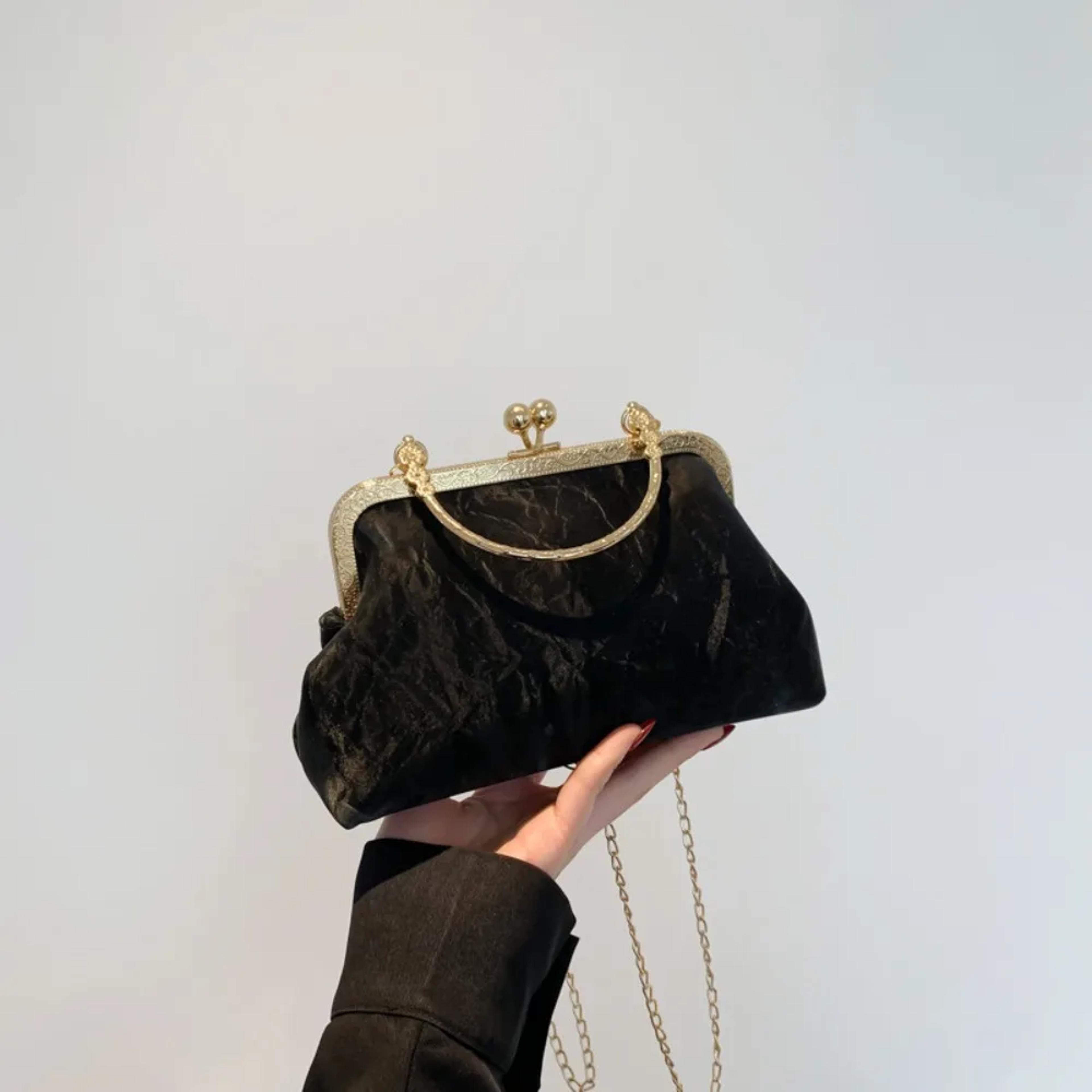 Elegant Fashion Purse Gold Velvet Clutch Bag French Vintage Luxury Bag Evening Handbag 7
