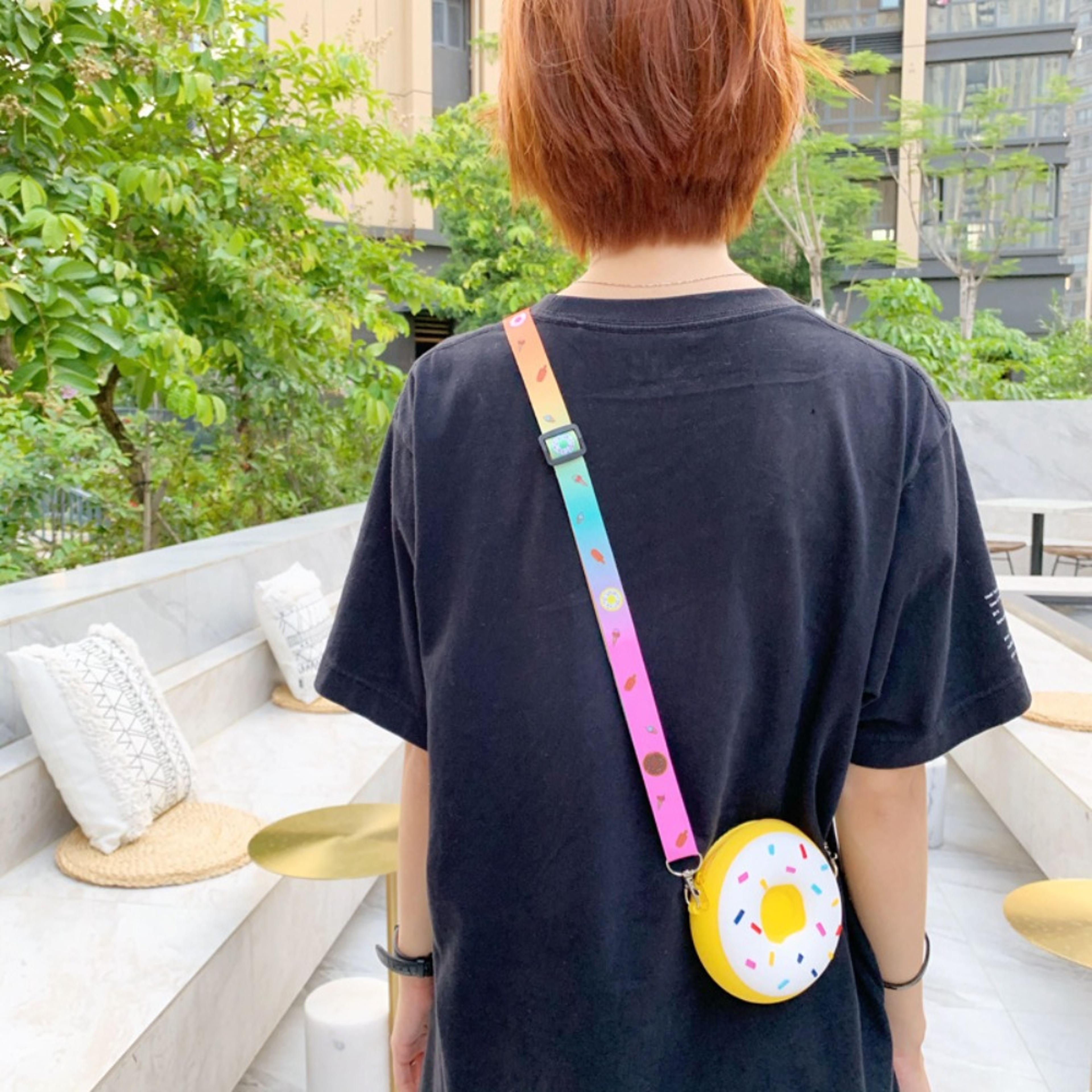 Children Silicone Crossbody Bag Rainbow Donut Small Handbag Baby Girl Adjustable Strap 4