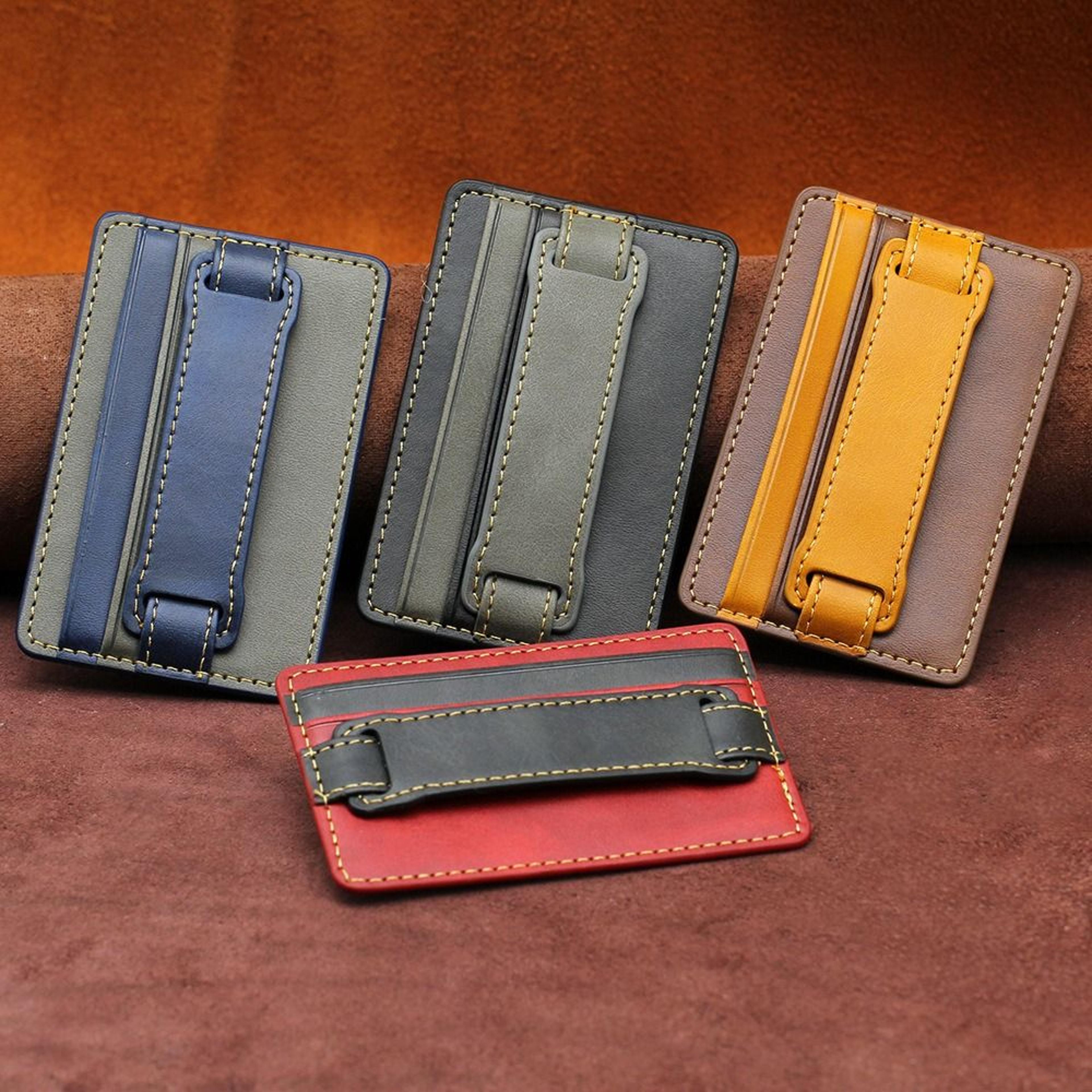 card holder for back of phone pu credit card phone holder, adhesive phone wallet stick on credit card holder