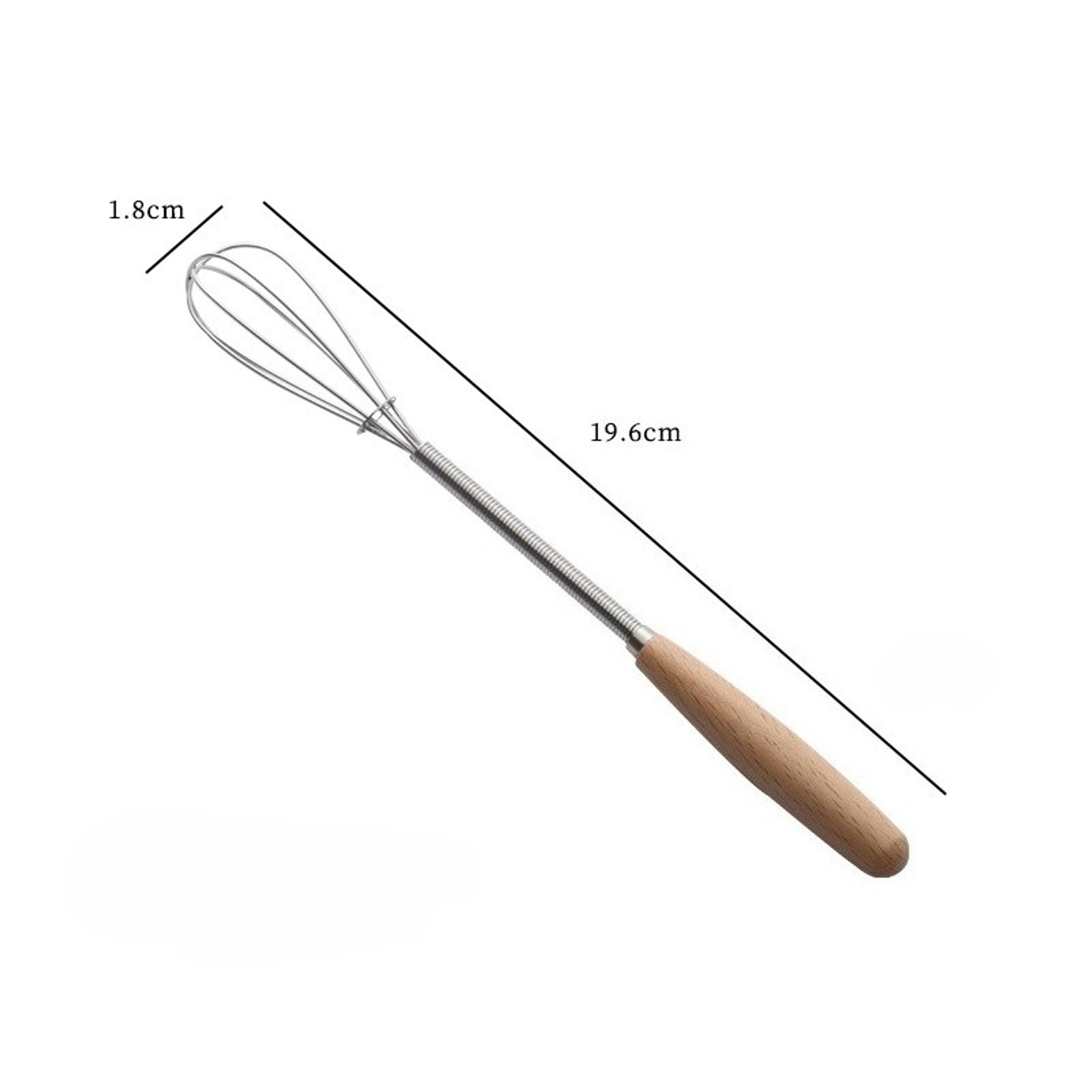 Whisk With Solid Wood Handle Mini Stainless Steel Egg Beater For Blending And Beating Kitchen Milk  5