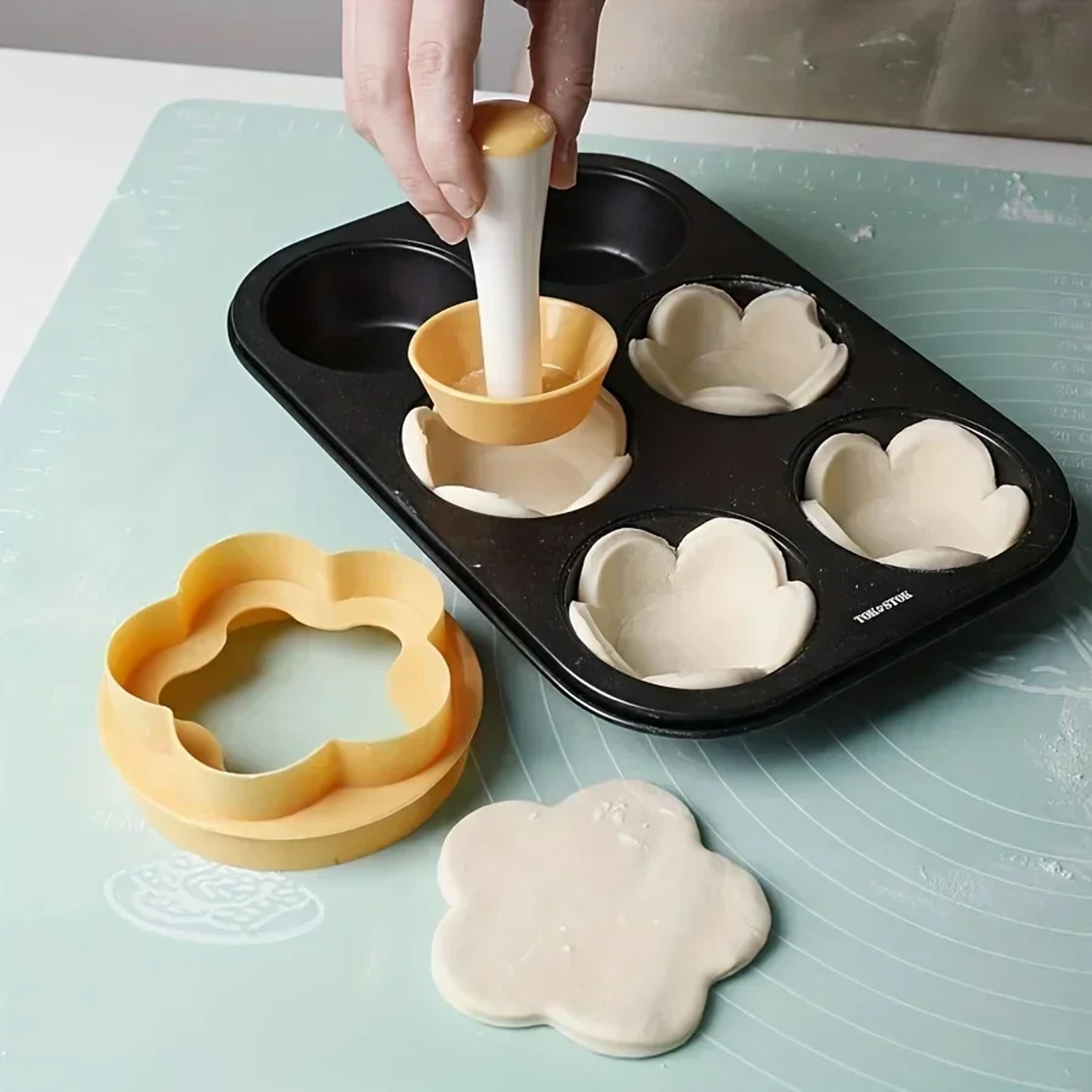 Pastry Dough Tamper Set Flower Shaped Cutter Cake Mold Creative Cake Cup Presser Biscuit Mold Pie T 0
