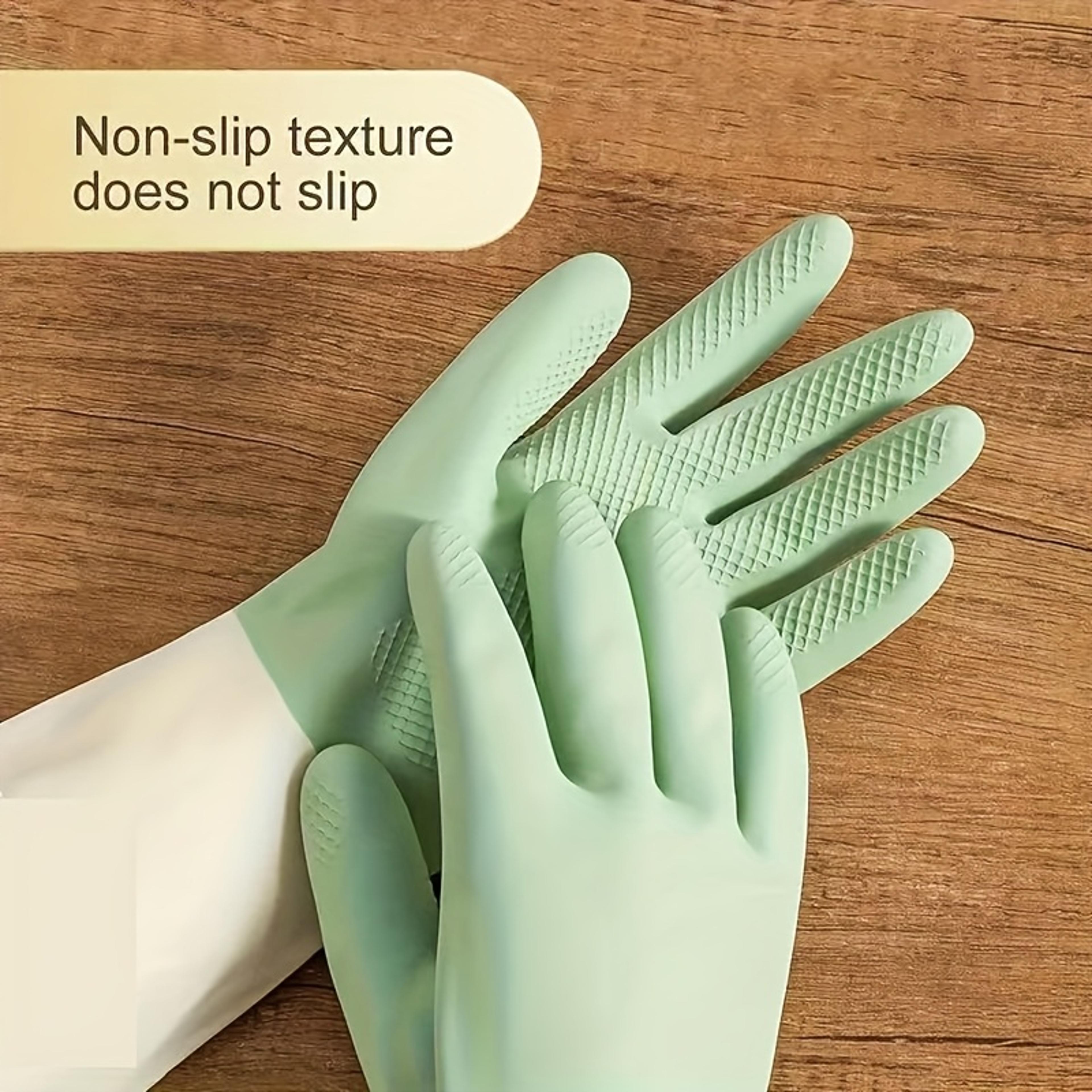 Durable Wearresistant Dishwashing Gloves Kitchen Rubber Gloves Twocolor Waterproof Gloves For Clean 6