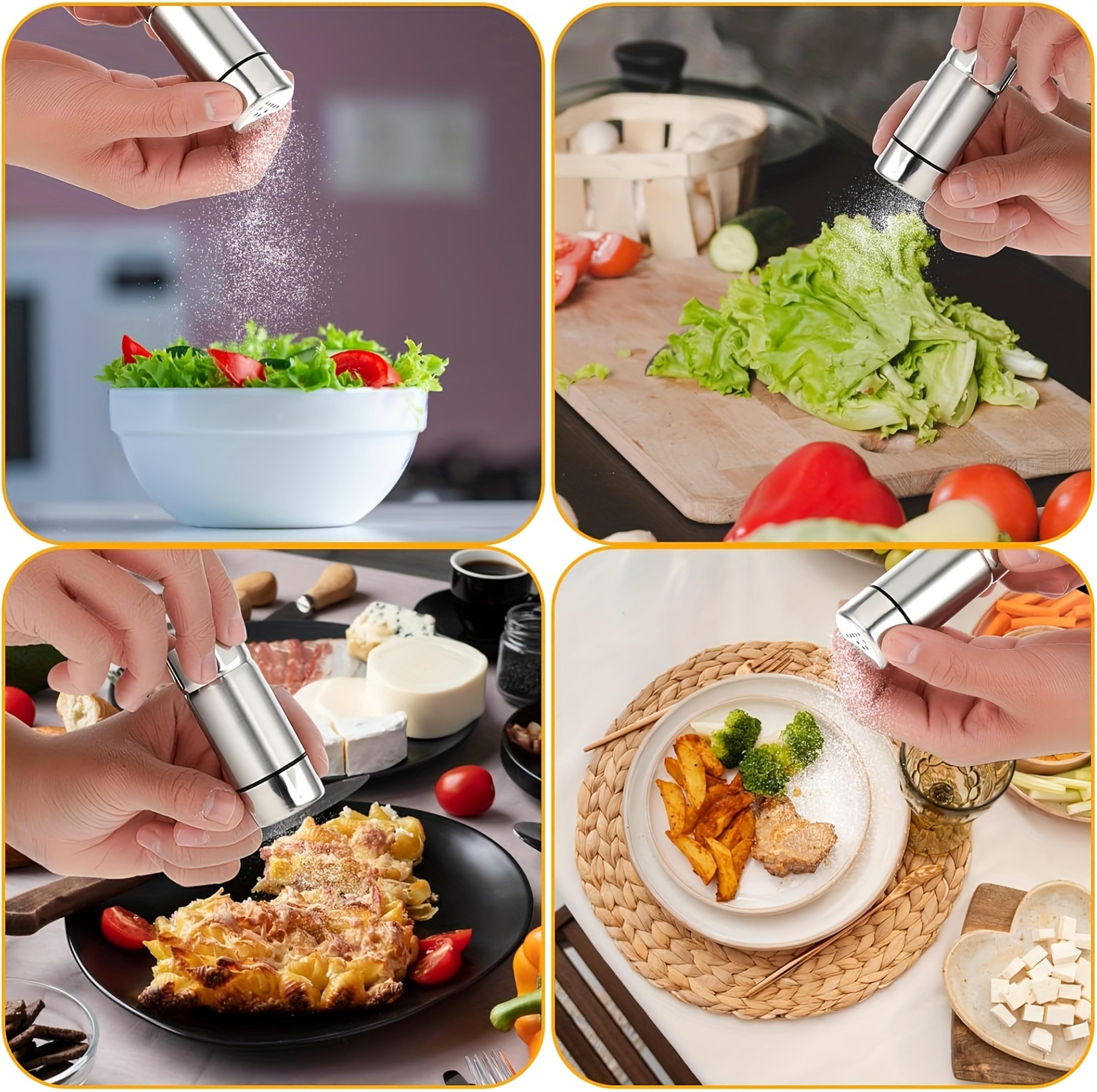 Salt Sugar Bottle With Rotating Cover Multipurpose Stainless Steel Spice Jar Kitchen Gadgets Spice  2