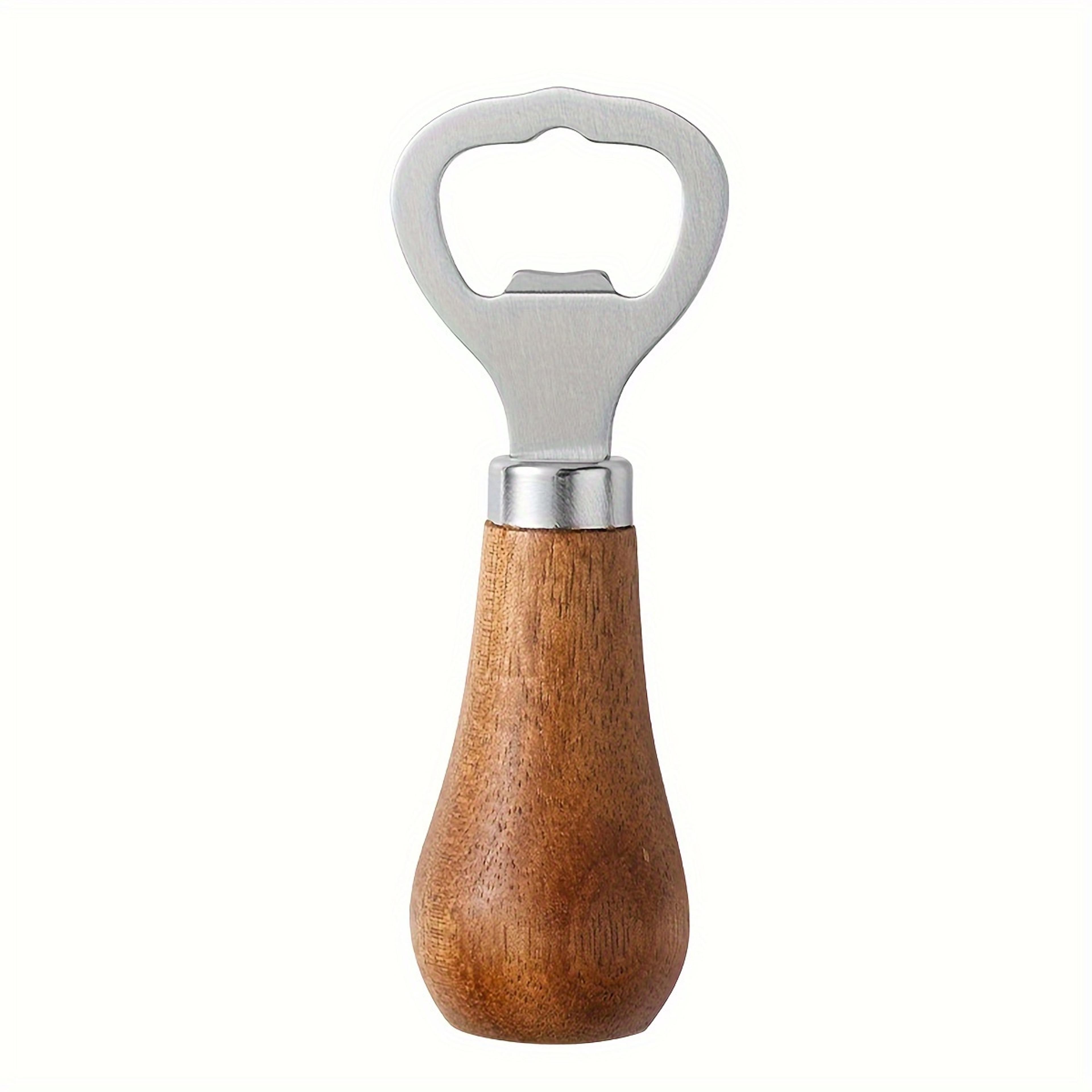 Portable Stainless Steel Bottle Opener Wood Handle Drink Cap Lid Beer Bottle Opener Easy To Carry K 4