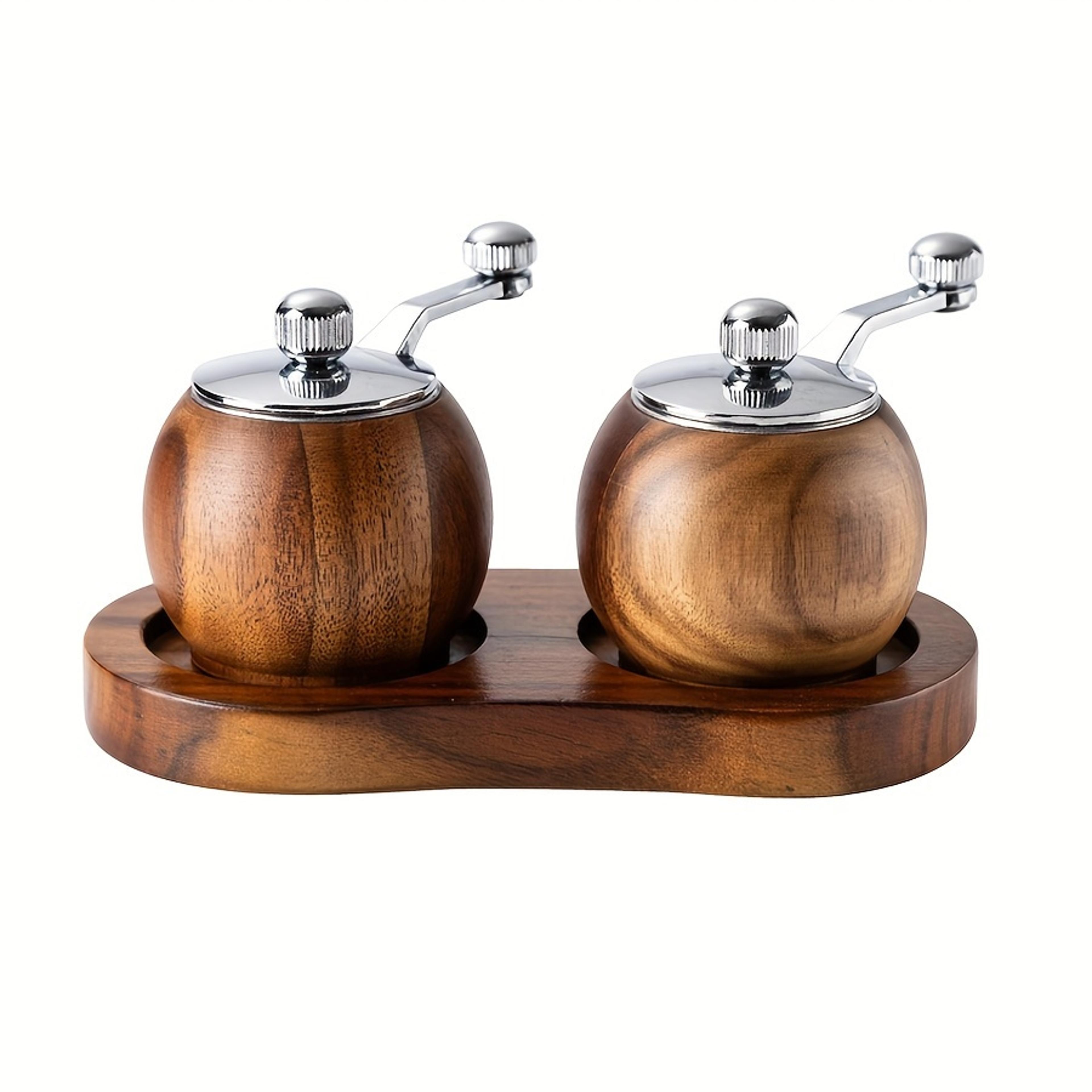 Salt And Pepper Mills Solid Wood Pepper Grinders With Adjustable Coarseness Ceramic Rotor For Kitch 5