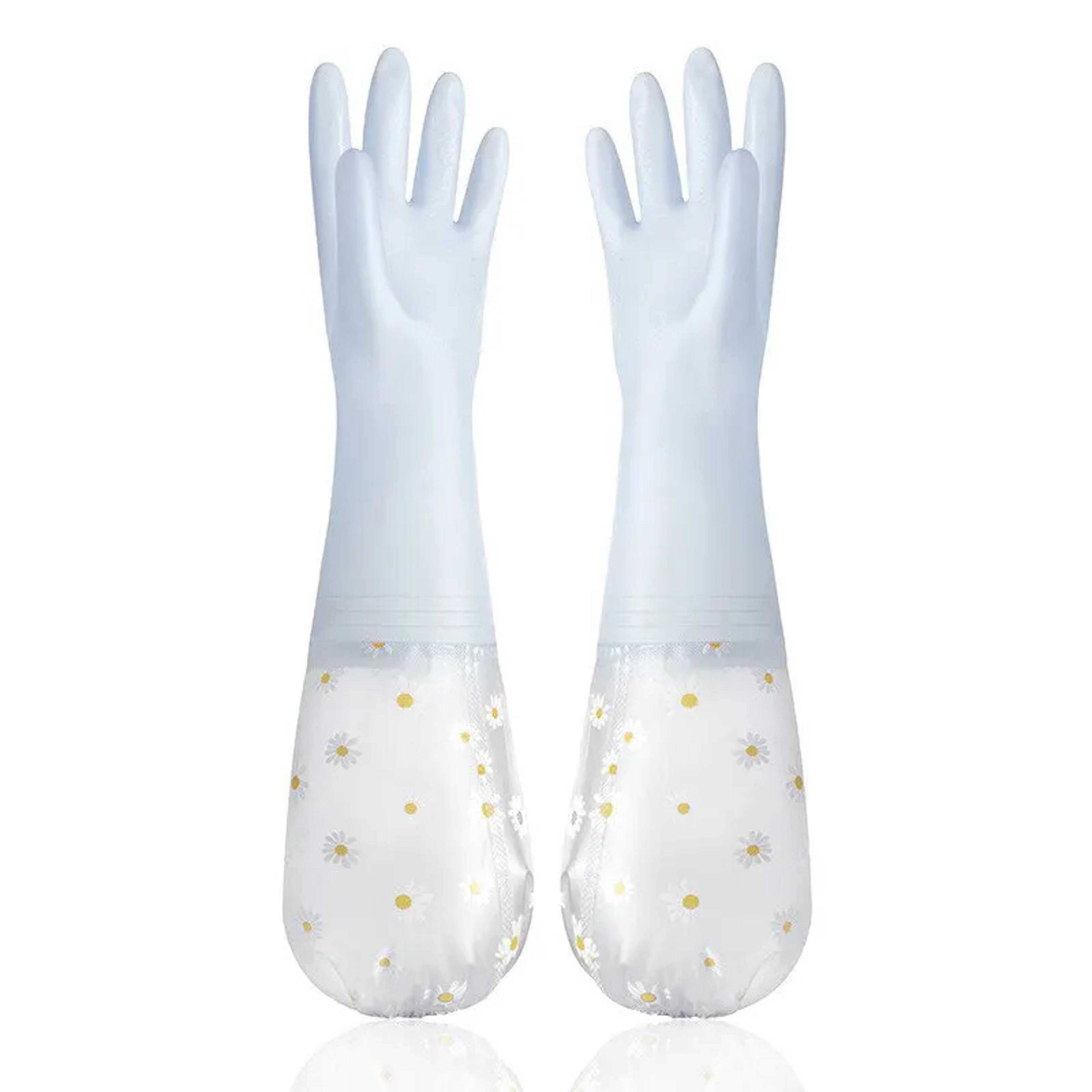 Durable Household Womens Kitchen Dishwashing Gloves Extended Waterproof Cleaning Rubber Gloves For  5