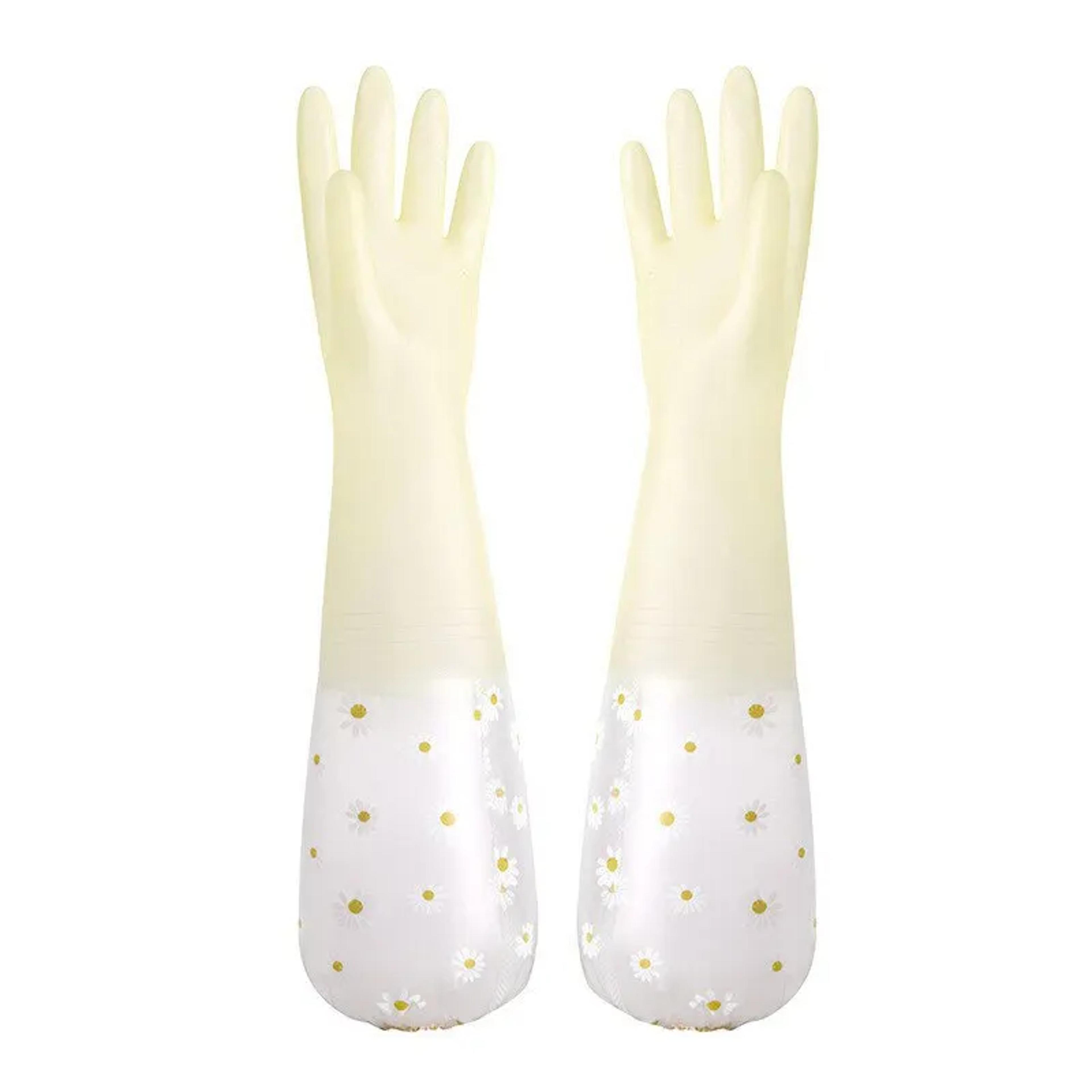 Durable Household Womens Kitchen Dishwashing Gloves Extended Waterproof Cleaning Rubber Gloves For  6