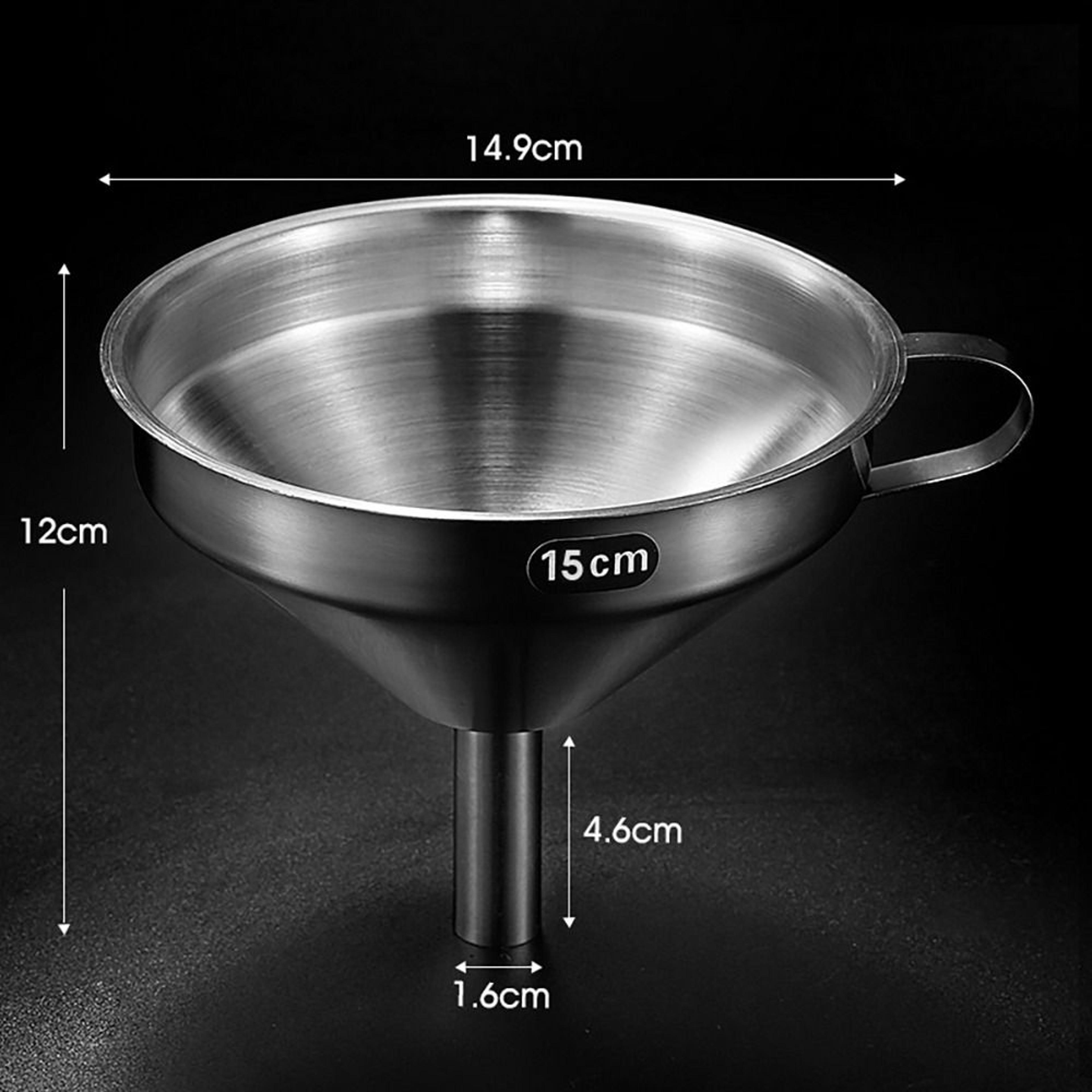 Wide Mouth Stainless Steel Funnel With Detachable Filter Spice Cooking Oil Filter Strainer Oil Spil 6