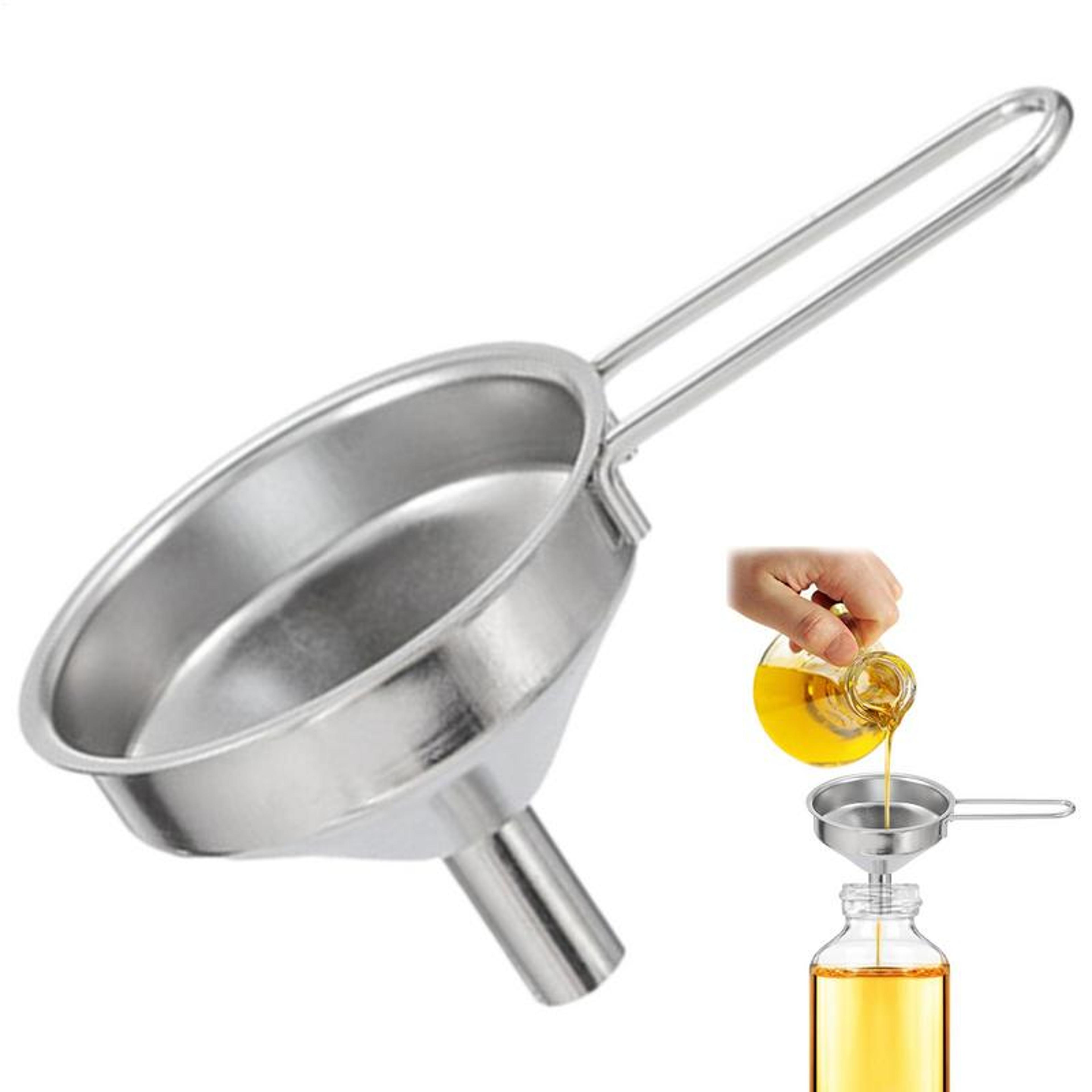 stainless steel mini funnel for cooking oil, food-grade oil filling funnel with handle