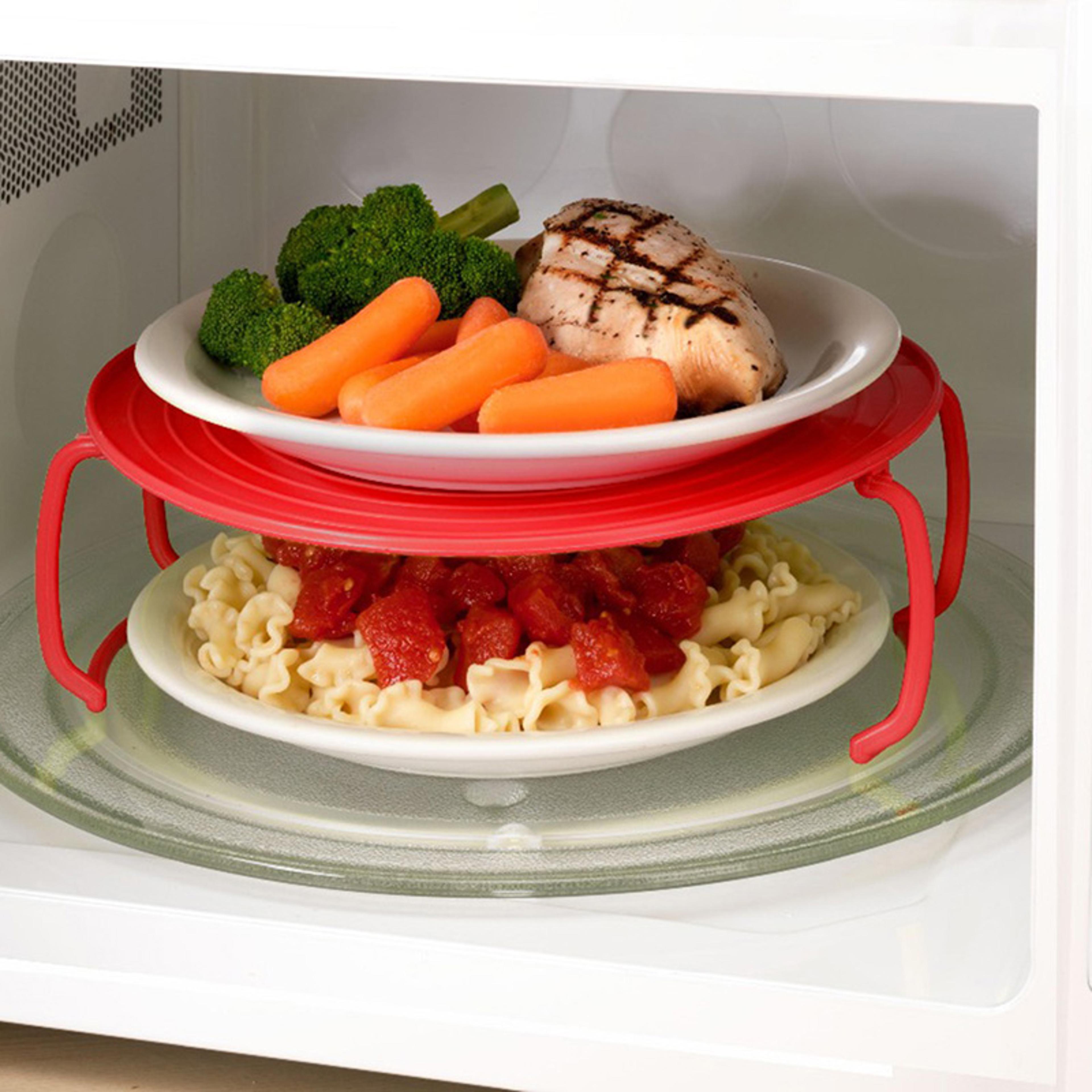Double Layer Insulation Microwave Oven Tray Storage Rack Multifunctional Heating Steaming Rack Pot  2