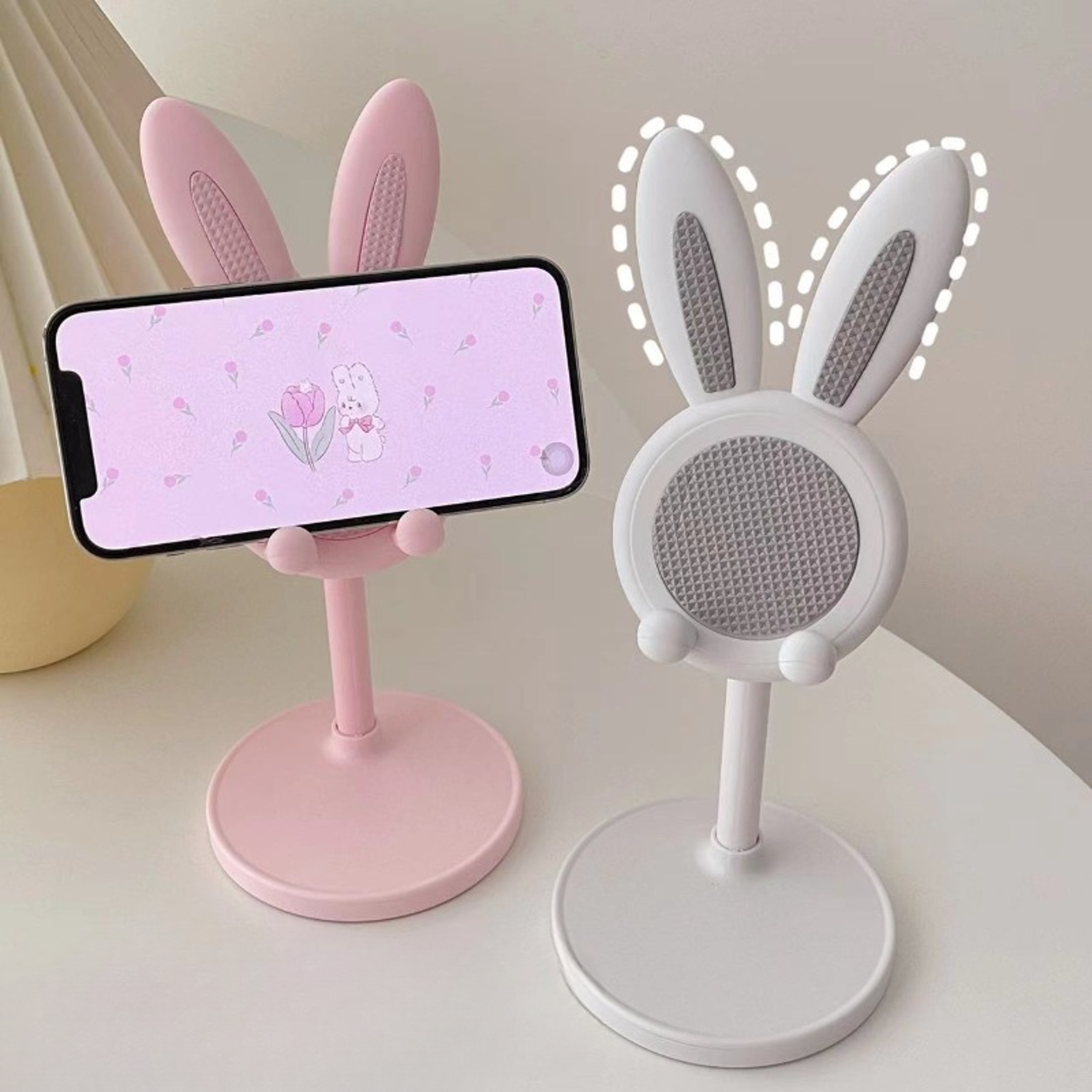 rabbit phone stand, desktop adjustable phone grip, cute phone stand accessories