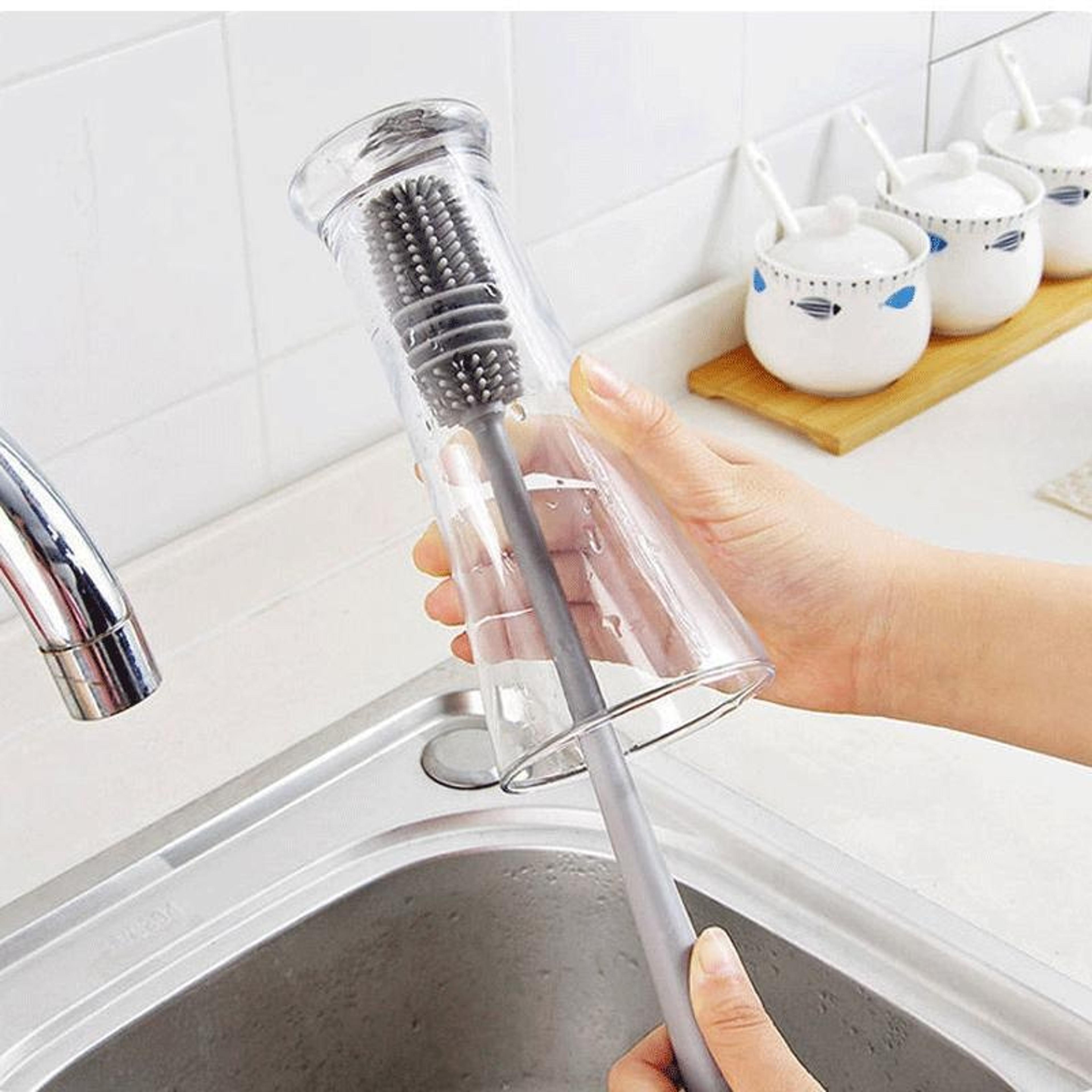 Silicone Milk Bottle Brush Long Handle Cup Scrubber For Glass Cleaner 5