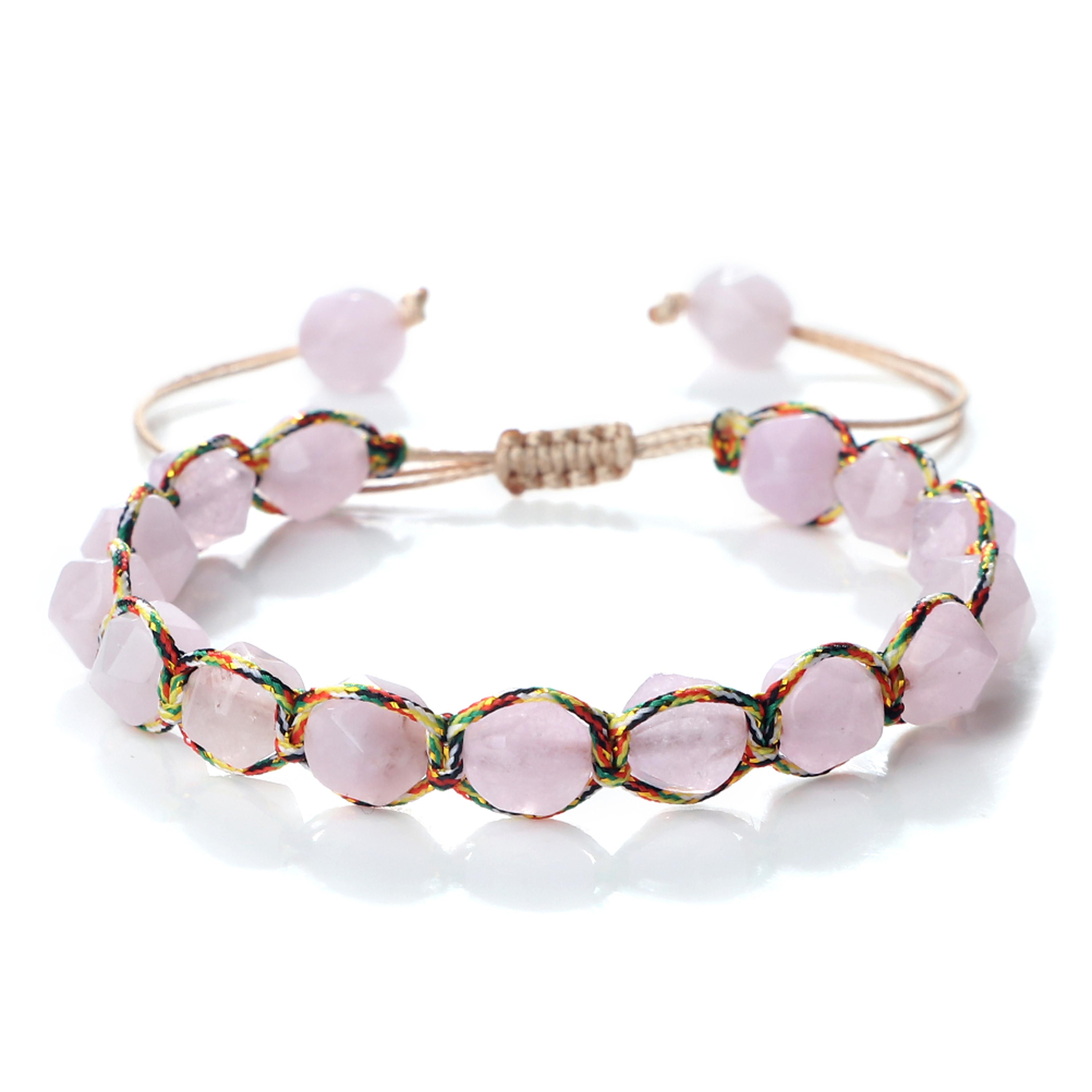 Women Malay Stone Cut Face Bracelet Yellow Agate Handmade Wristband Vacation Healing Beach Jewelry 6