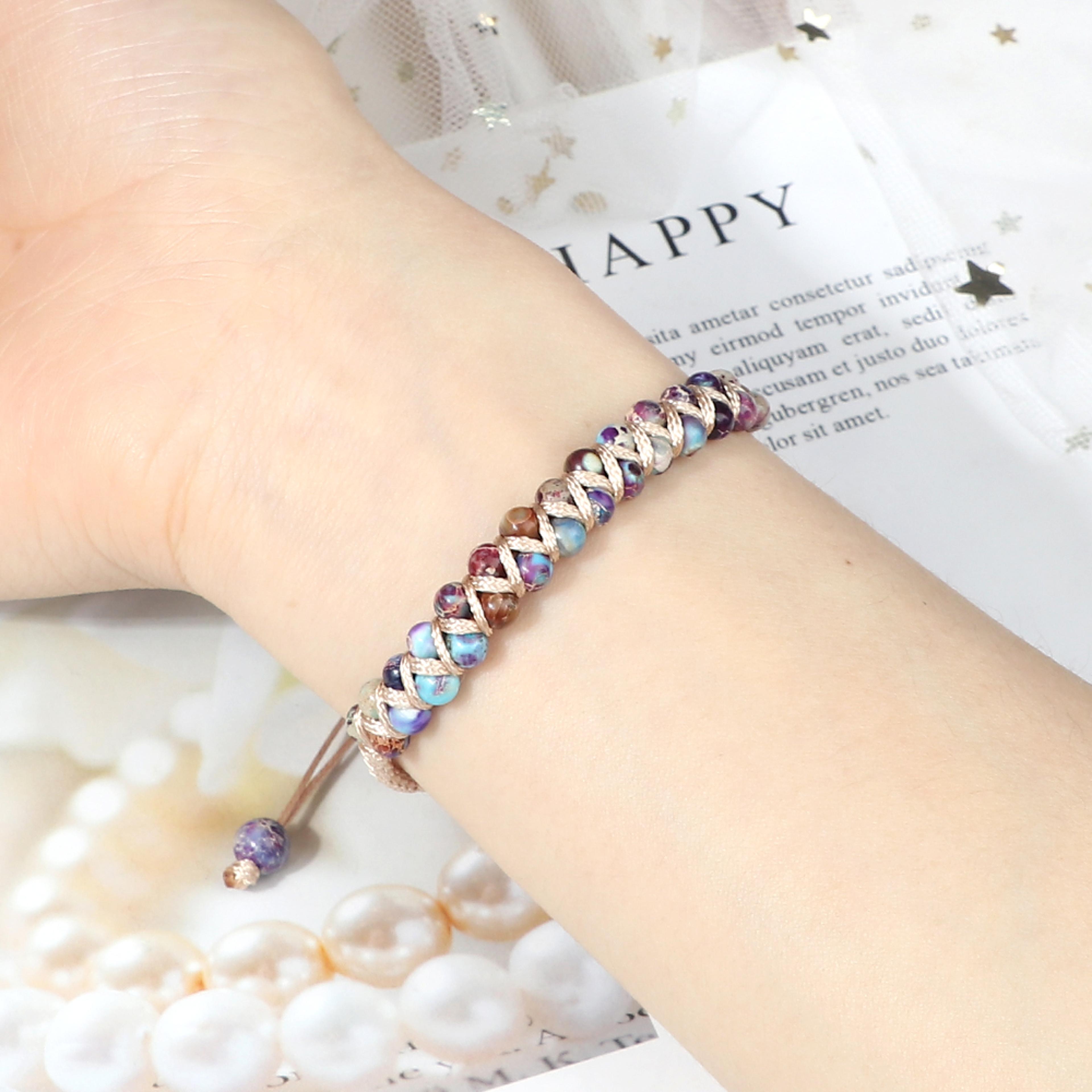 Vintage Natural Stone Beads Bracelets For Women Men Handmade Adjustable Braided Rope Meditation Jew 4