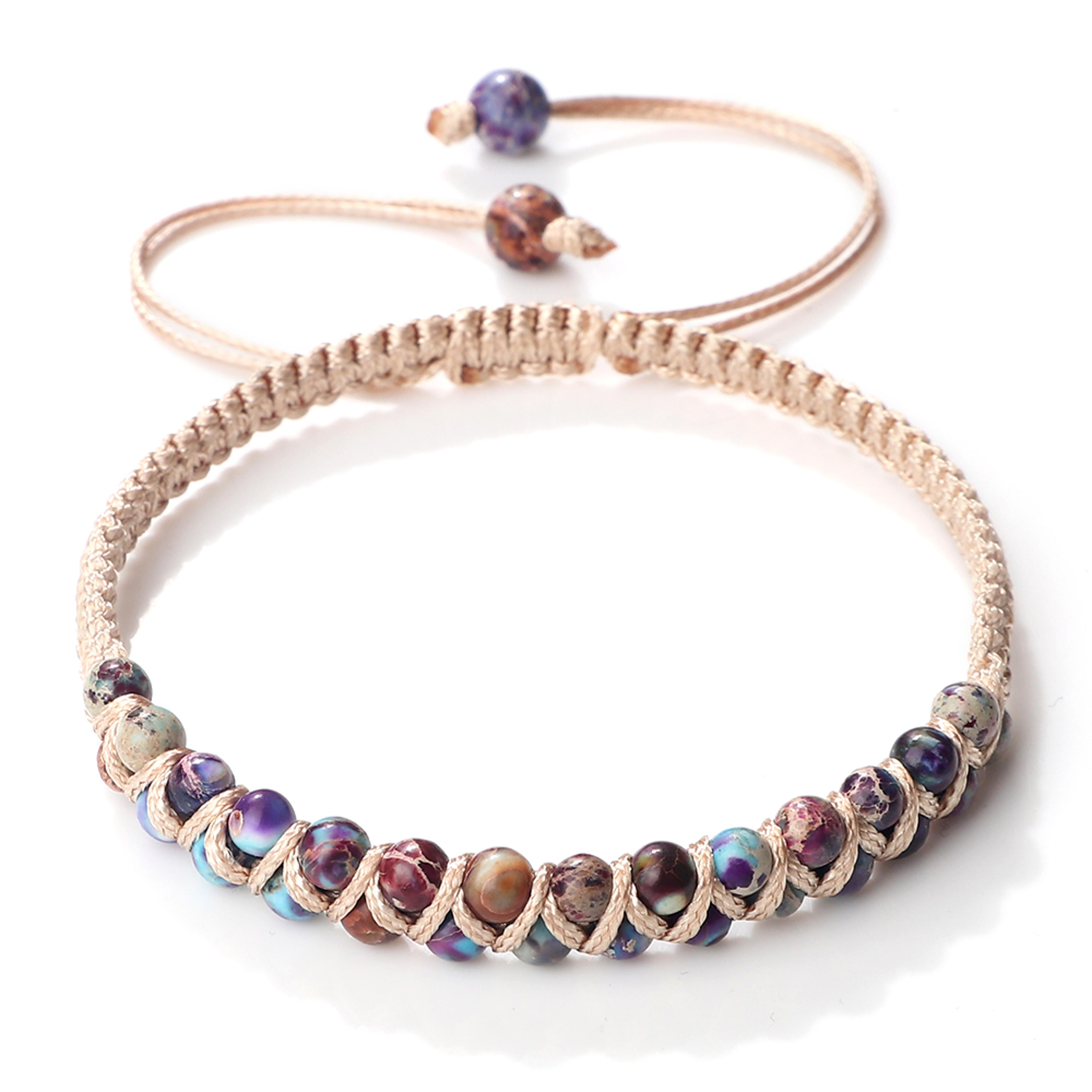 Vintage Natural Stone Beads Bracelets For Women Men Handmade Adjustable Braided Rope Meditation Jew 9