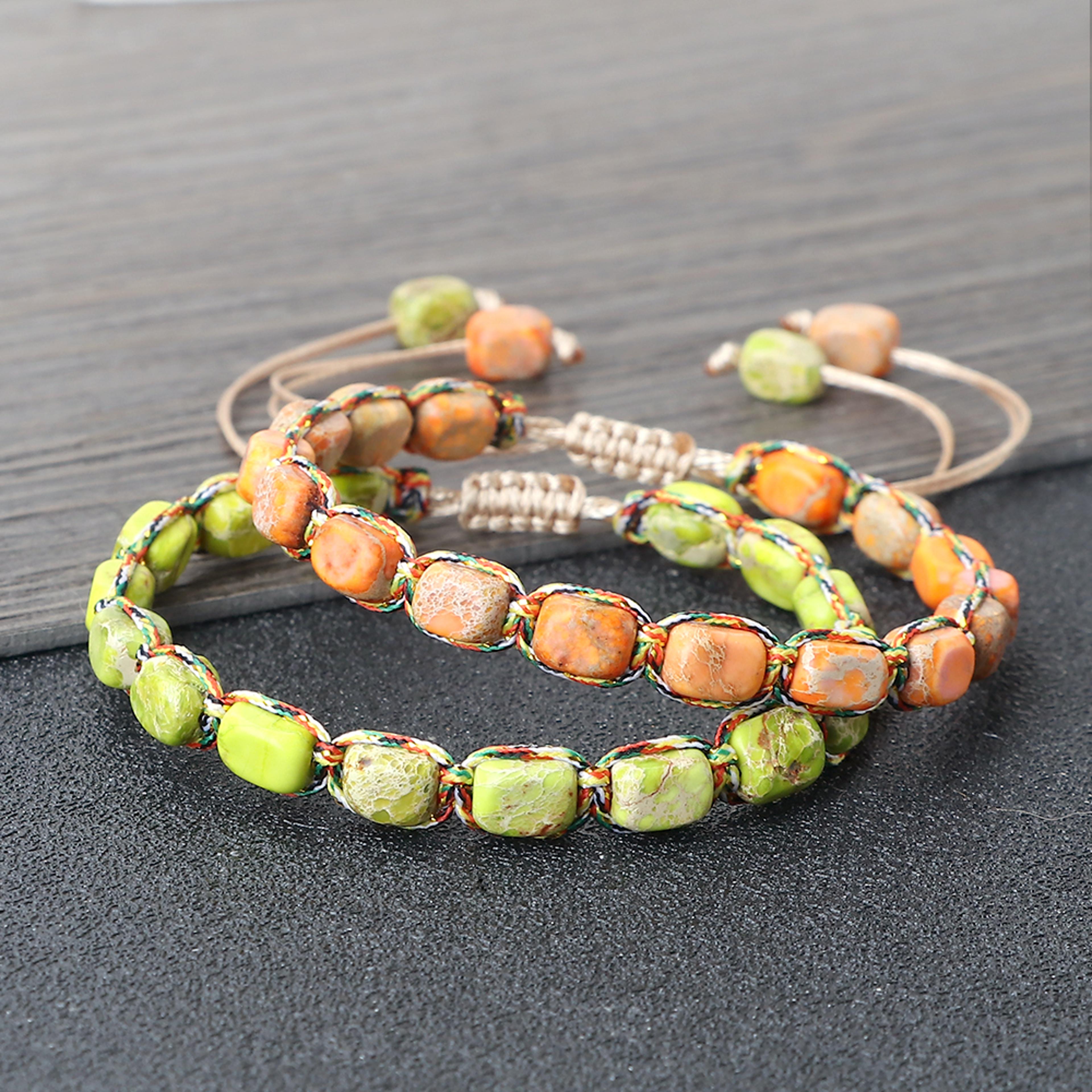 Bohemian Emperor Natural Stone Beaded Bracelet Adjustable Handmade Bangle For Women And Men Rope Br 2